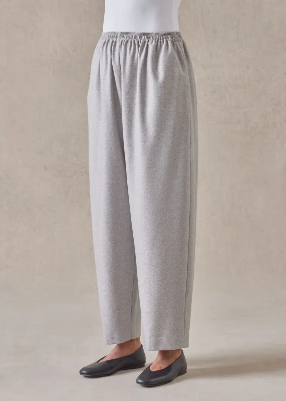 wool silk longer japanese trouser with ankle slits (greypale) sold by eskandar
