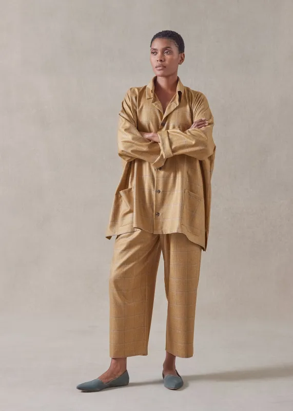 silk cashmere wide a-line shirt jacket with collar - long sold by eskandar