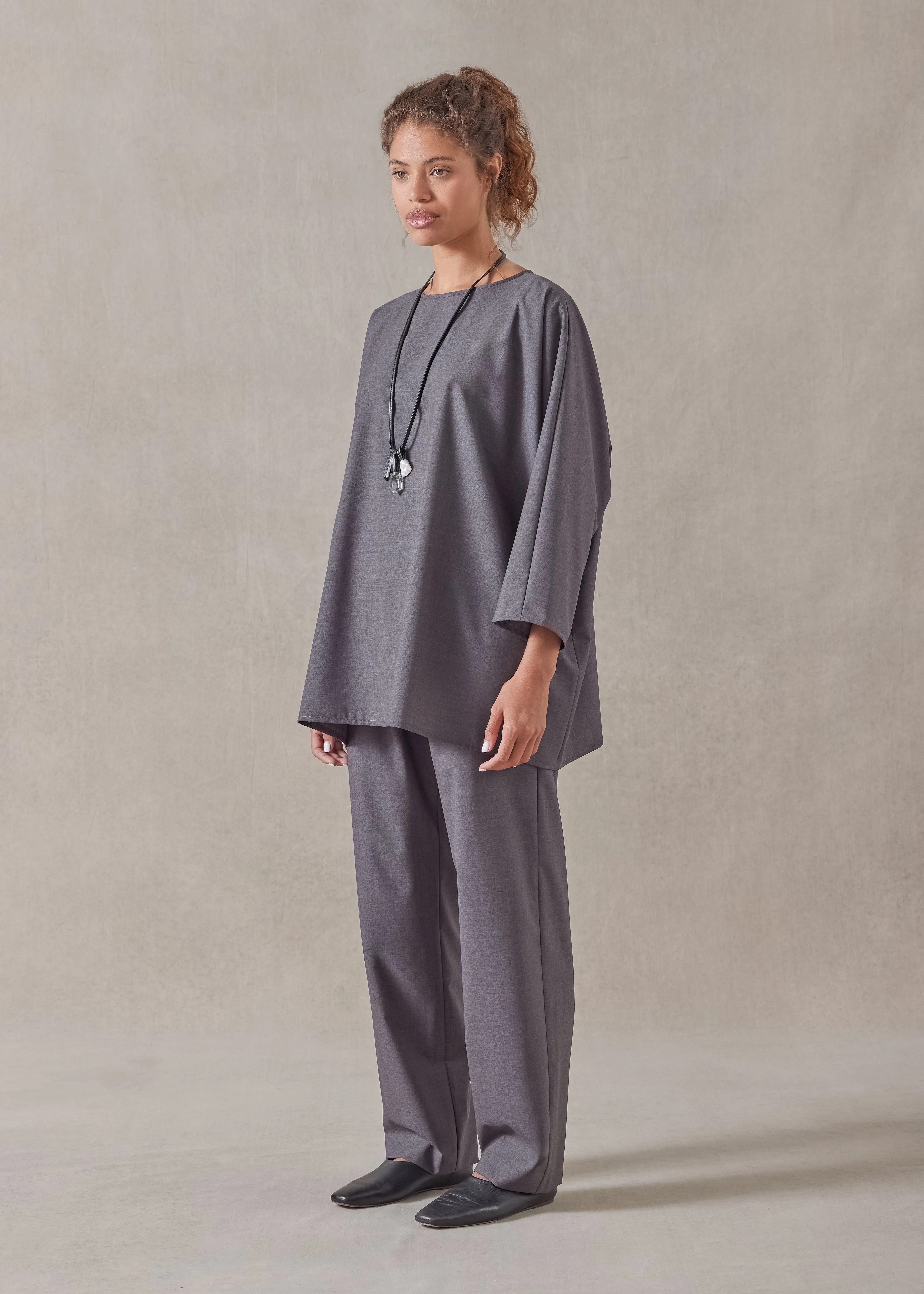 tropical wool boat neck top - long sold by eskandar product image thumbnail 2