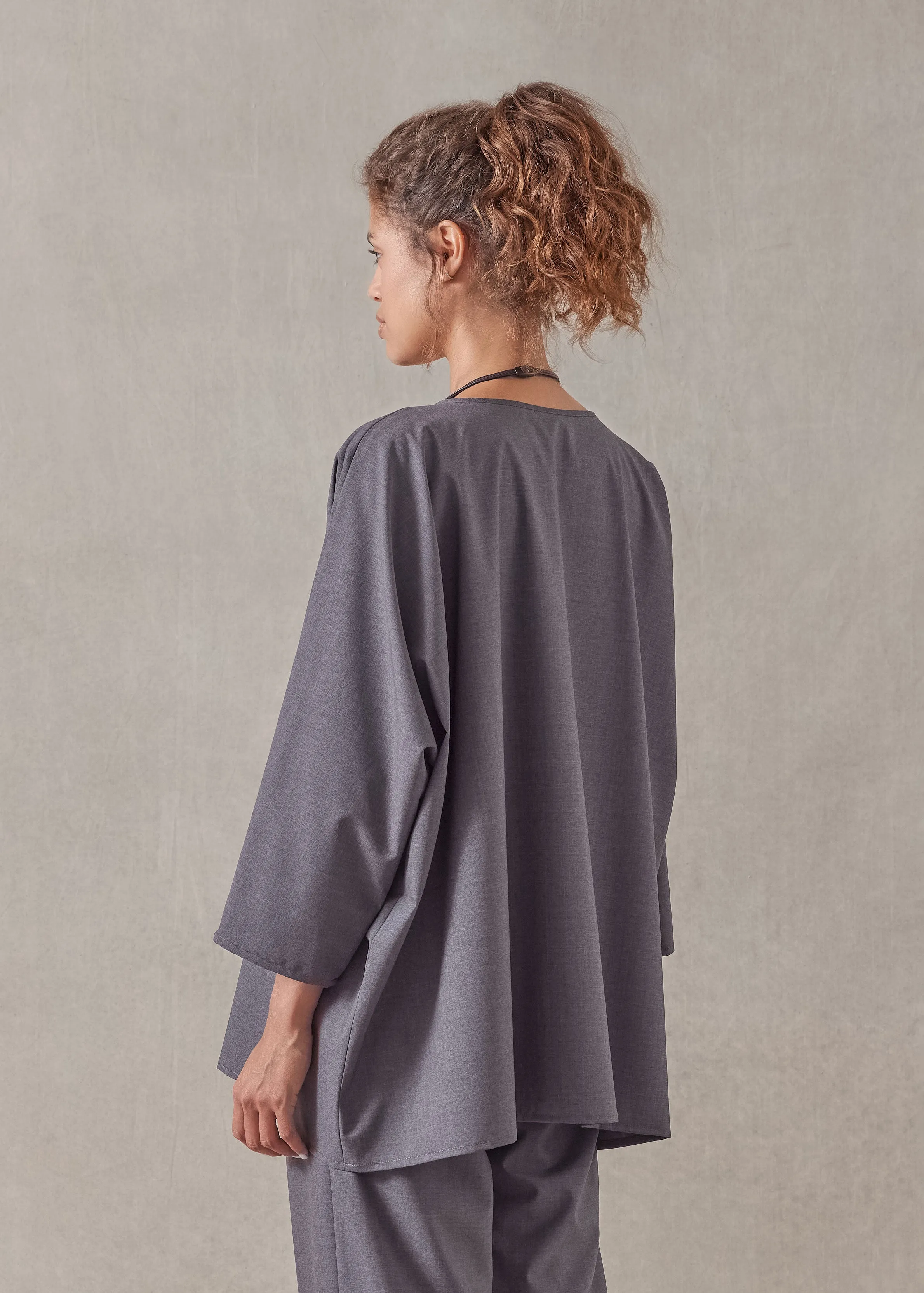 tropical wool boat neck top - long sold by eskandar product image thumbnail 4