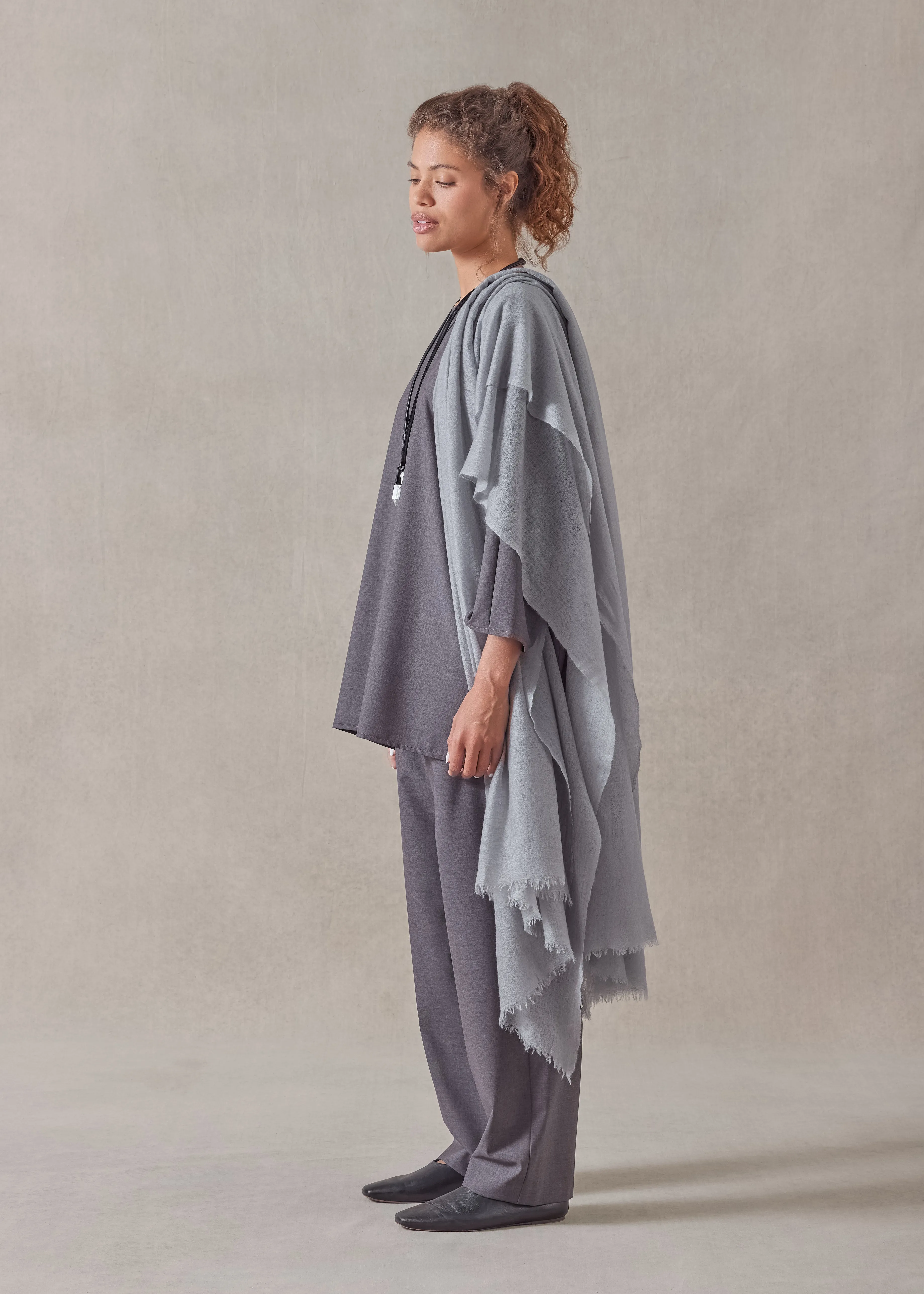 tropical wool boat neck top - long sold by eskandar product image thumbnail 5