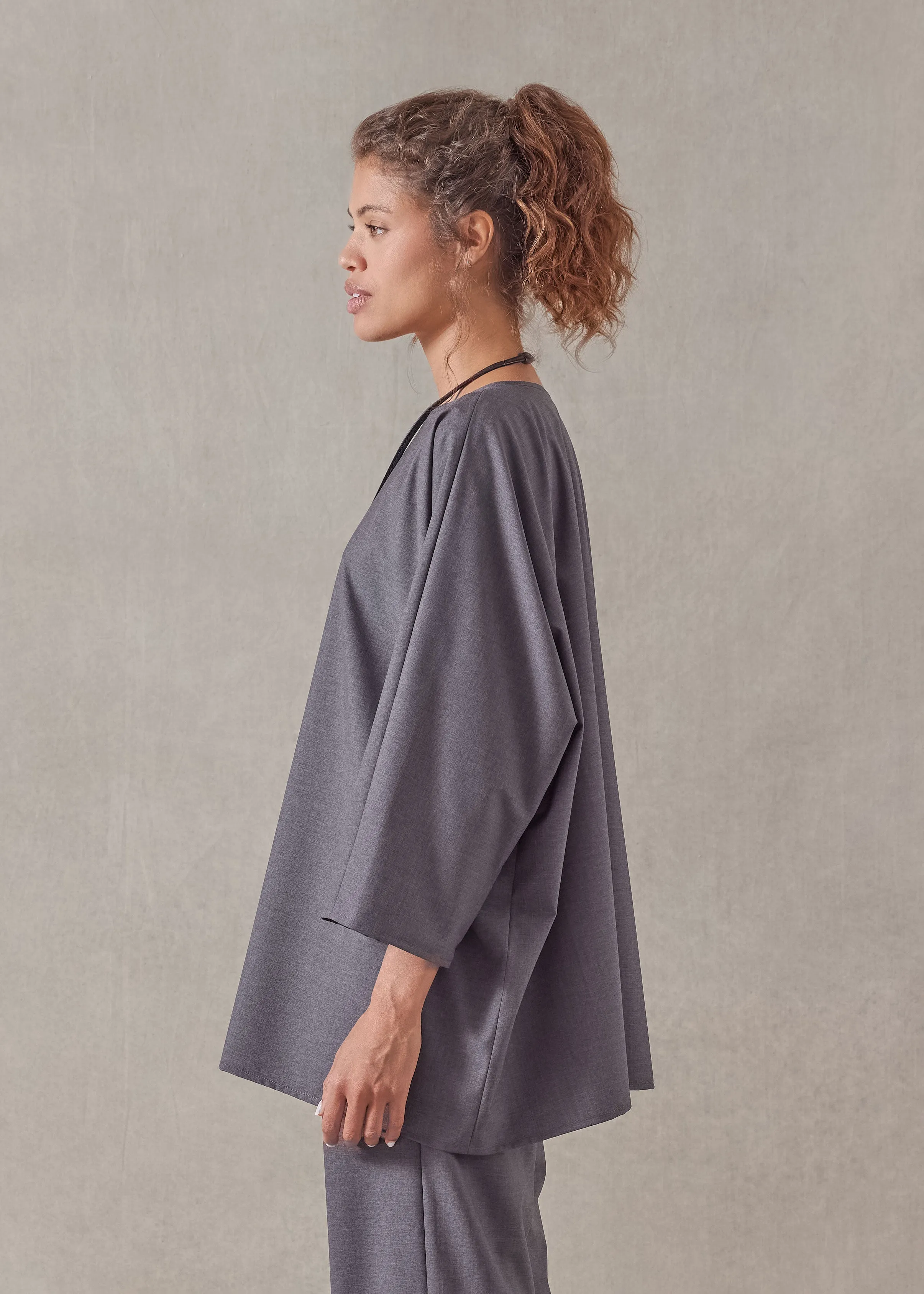 tropical wool boat neck top - long sold by eskandar product image thumbnail 3