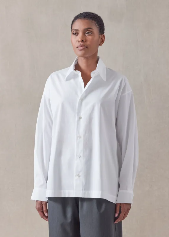cotton poplin slim shirt with collar - regular sold by eskandar