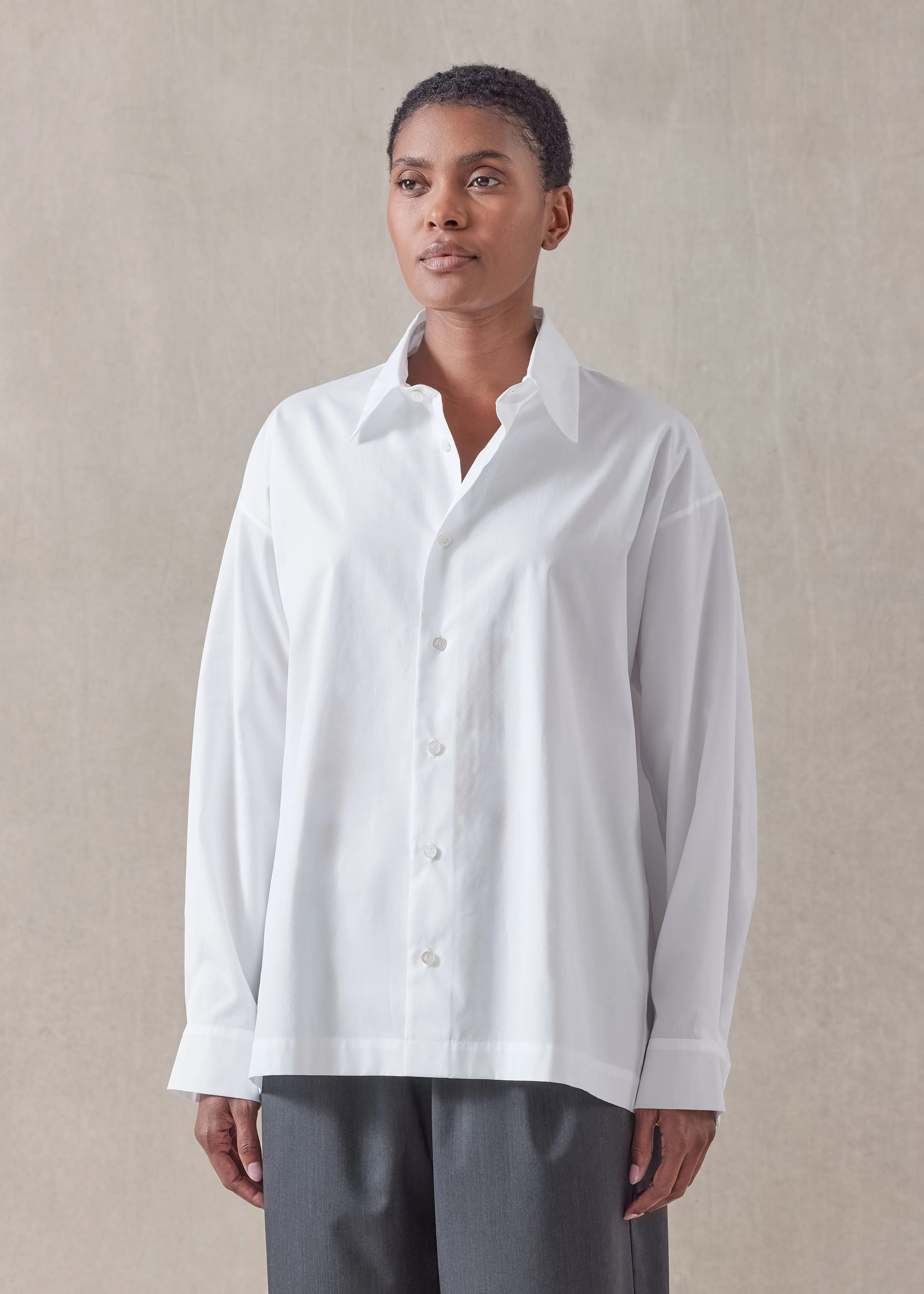 cotton poplin slim shirt with collar - regular sold by eskandar