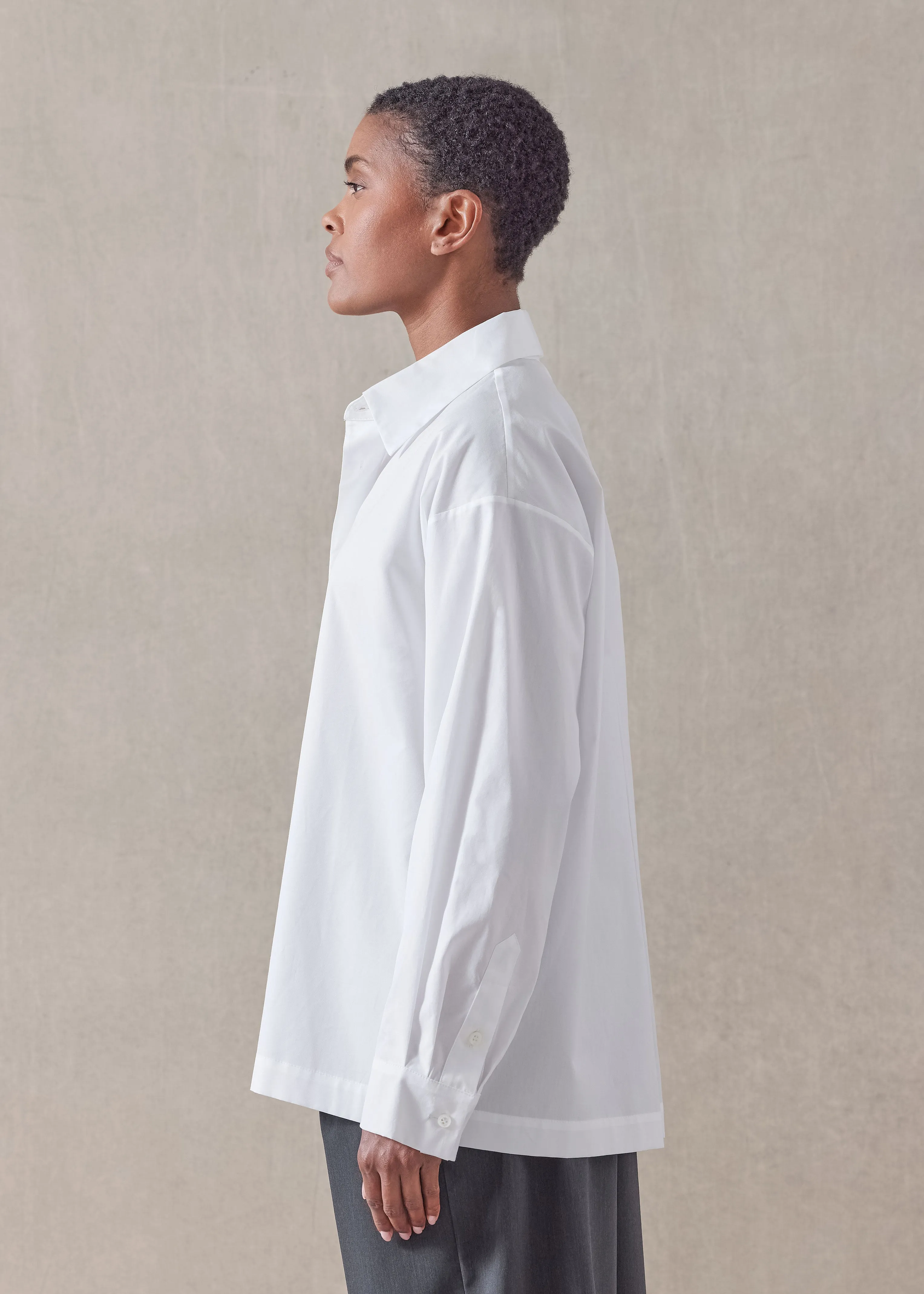 cotton poplin slim shirt with collar - regular sold by eskandar product image thumbnail 2