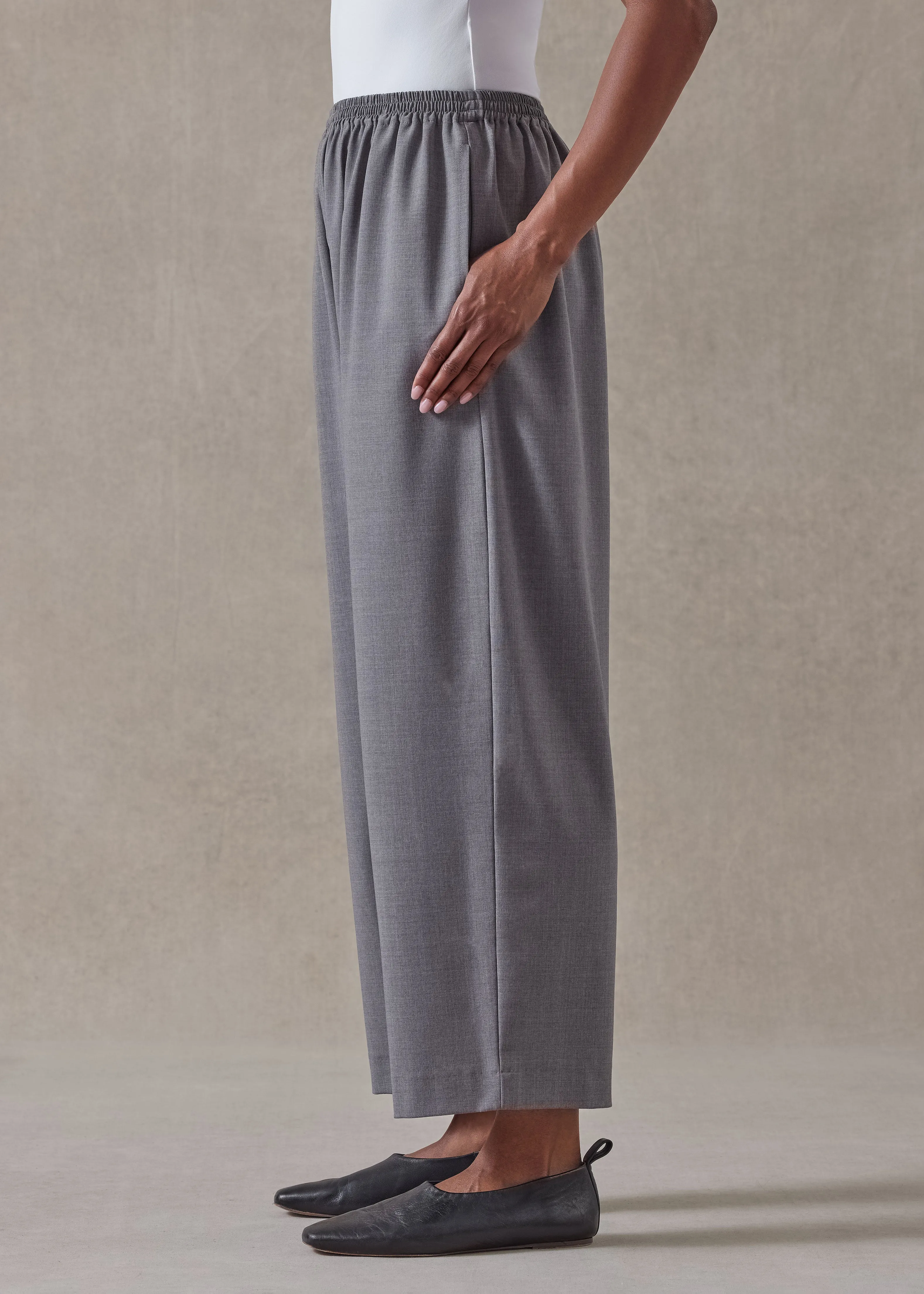 wool stretch japanese trouser (flannelgrey) sold by eskandar product image thumbnail 3