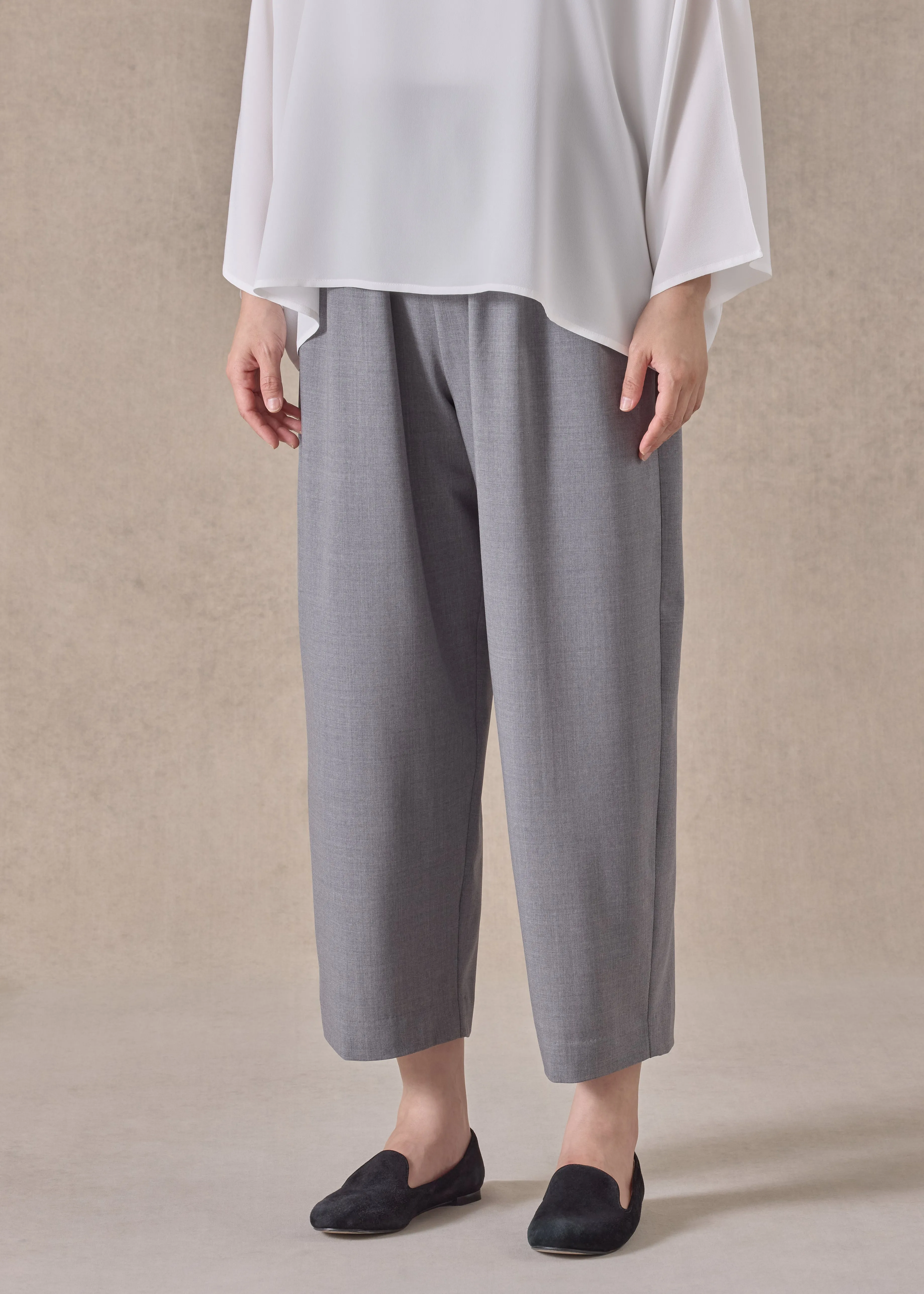 wool stretch japanese trouser (flannelgrey) sold by eskandar