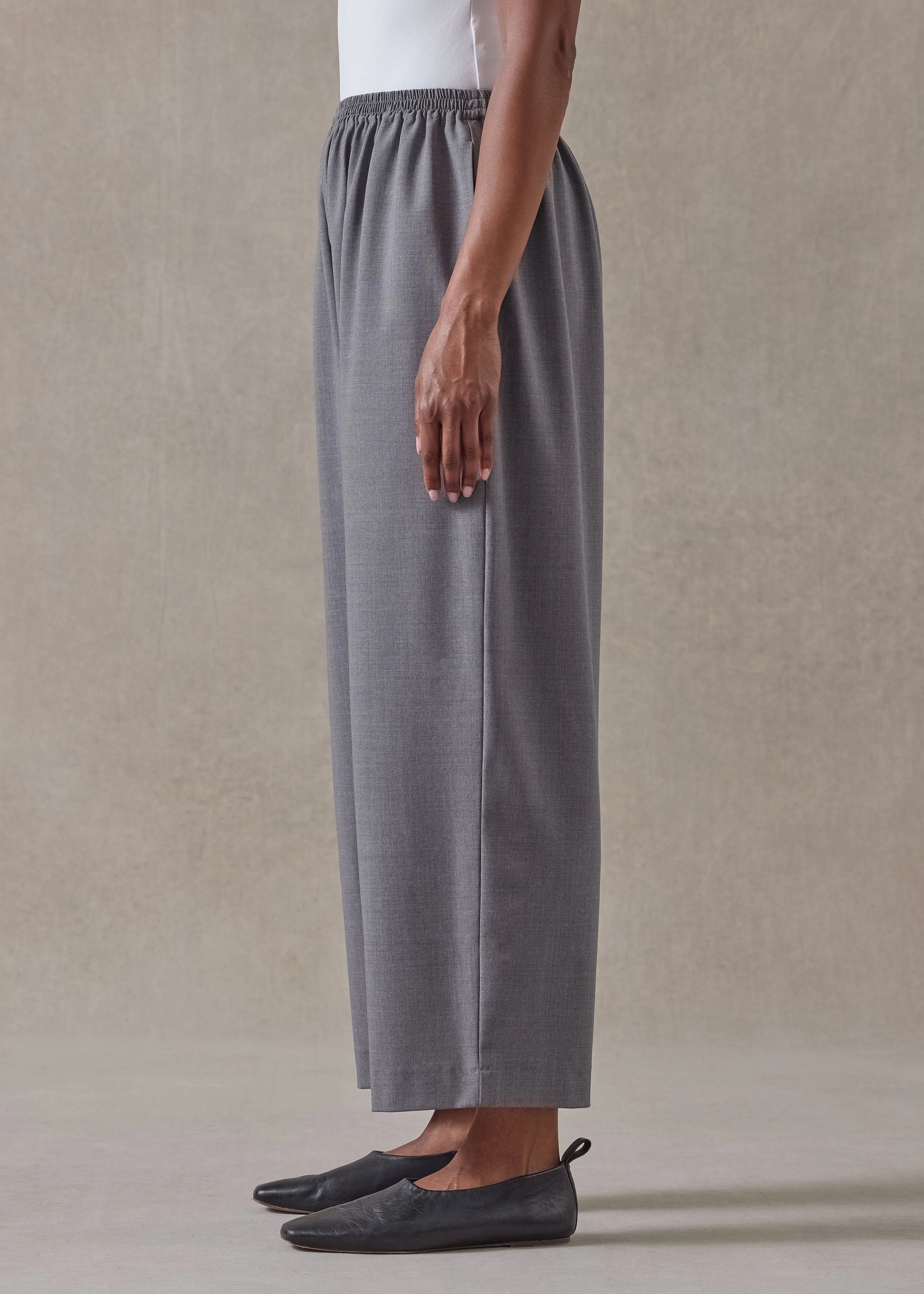 wool stretch japanese trouser (flannelgrey) sold by eskandar product image thumbnail 4