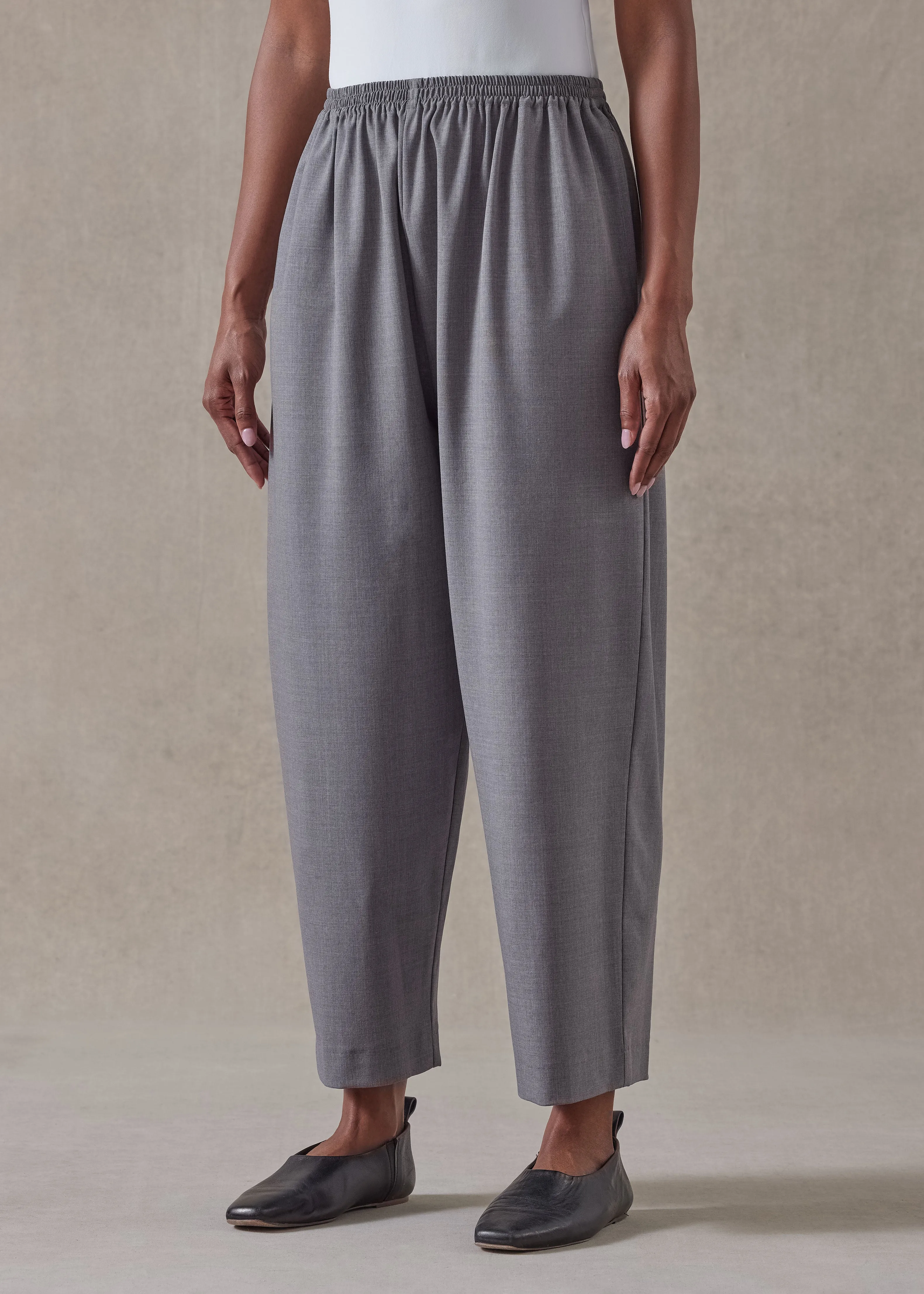 wool stretch japanese trouser (flannelgrey) sold by eskandar product image thumbnail 2