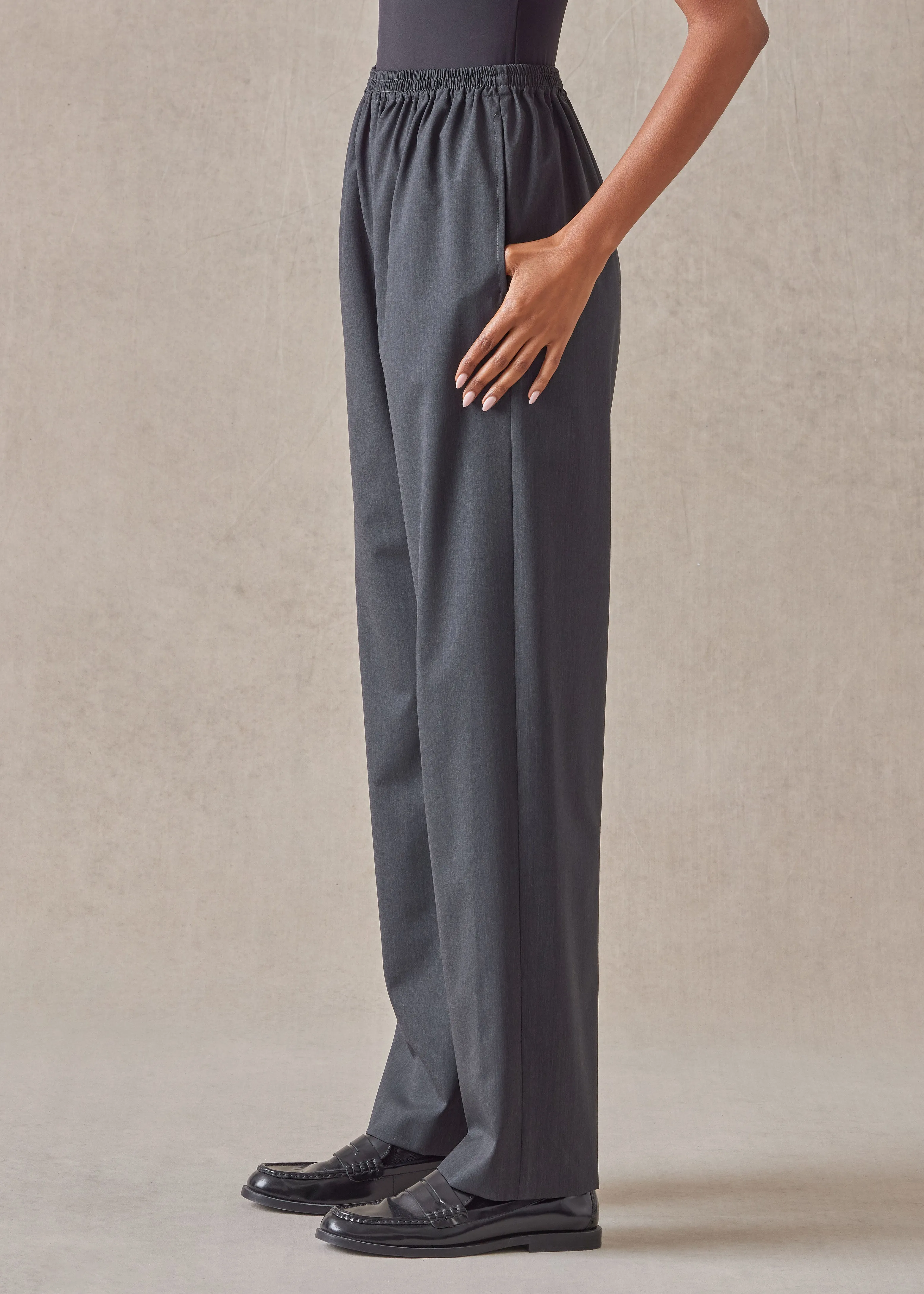 tropical wool regular trouser (charcoal) sold by eskandar product image thumbnail 2