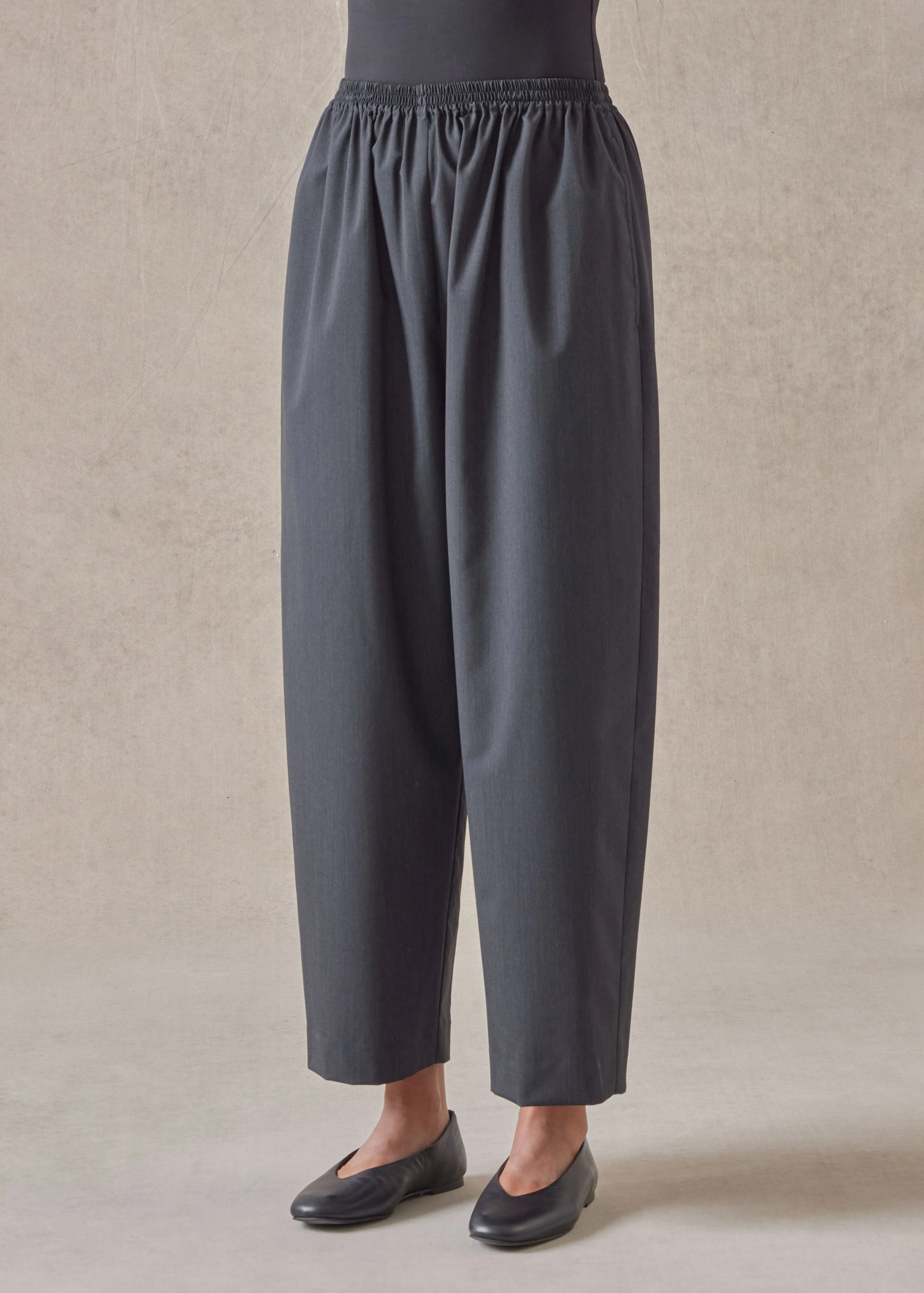 tropical wool japanese trouser (charcoal) sold by eskandar