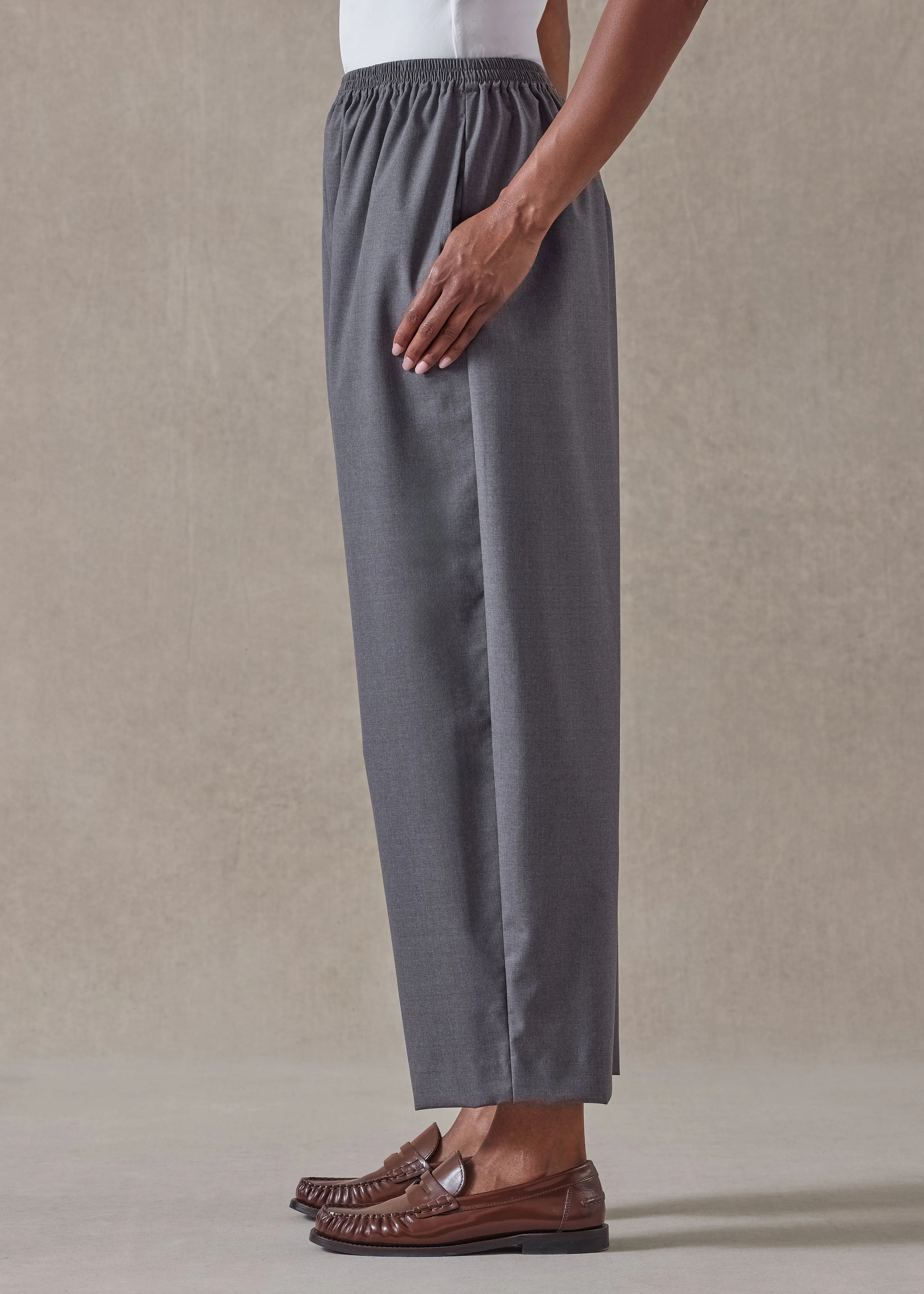 tropical wool japanese trouser (lightgrey) sold by eskandar product image thumbnail 3