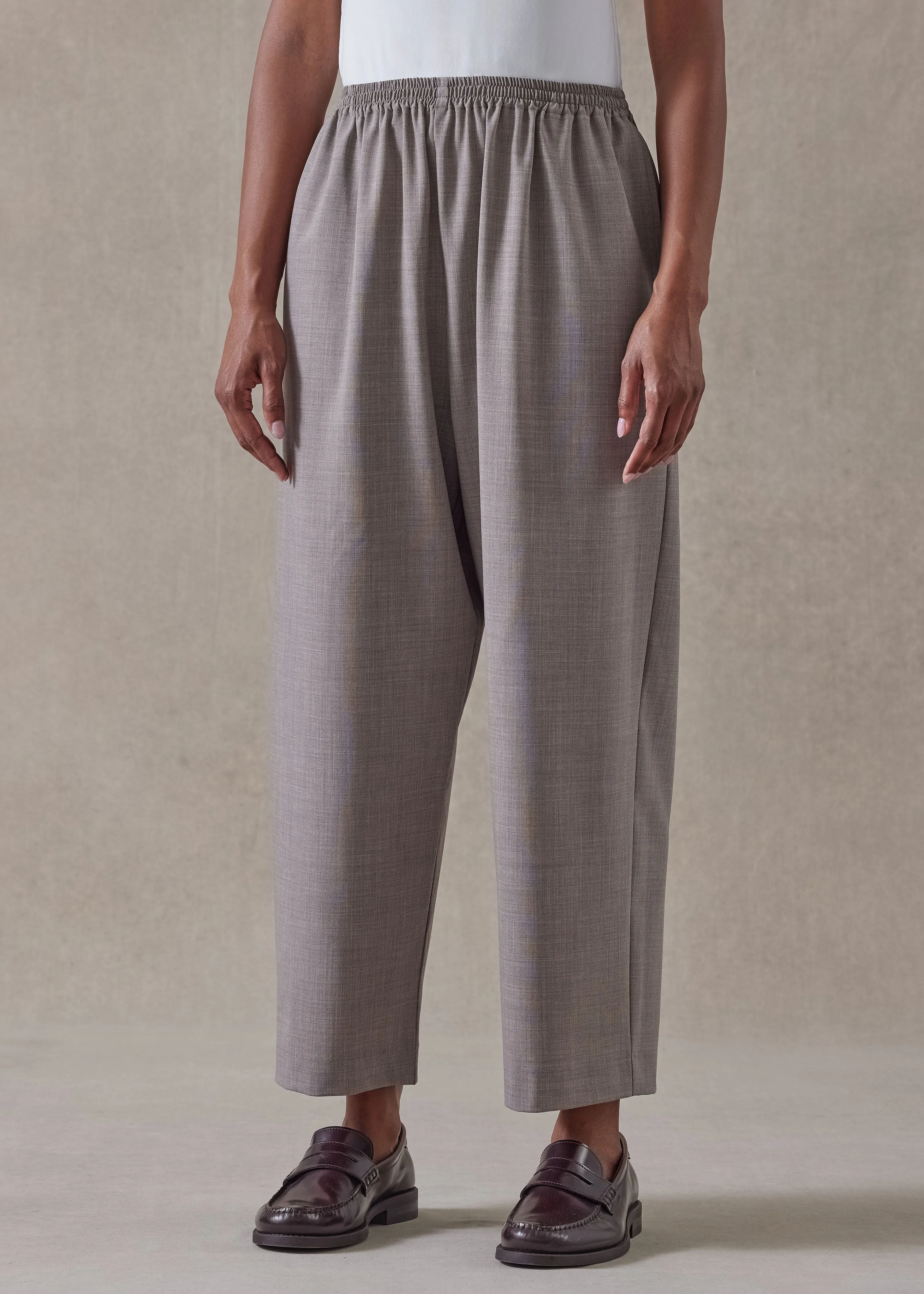 wool stretch japanese trouser (mushroom) sold by eskandar product image thumbnail 3