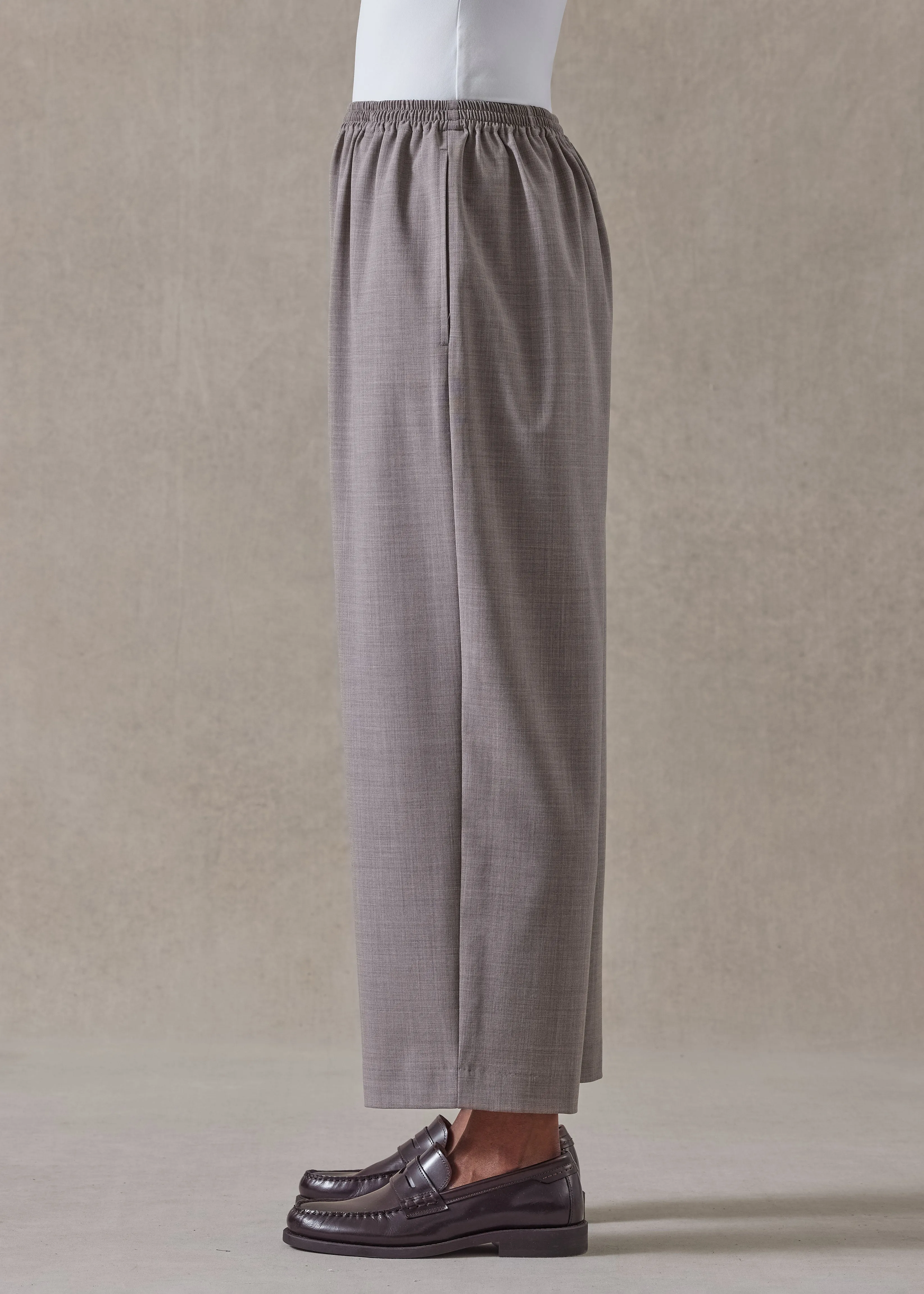 wool stretch japanese trouser (mushroom) sold by eskandar product image thumbnail 4