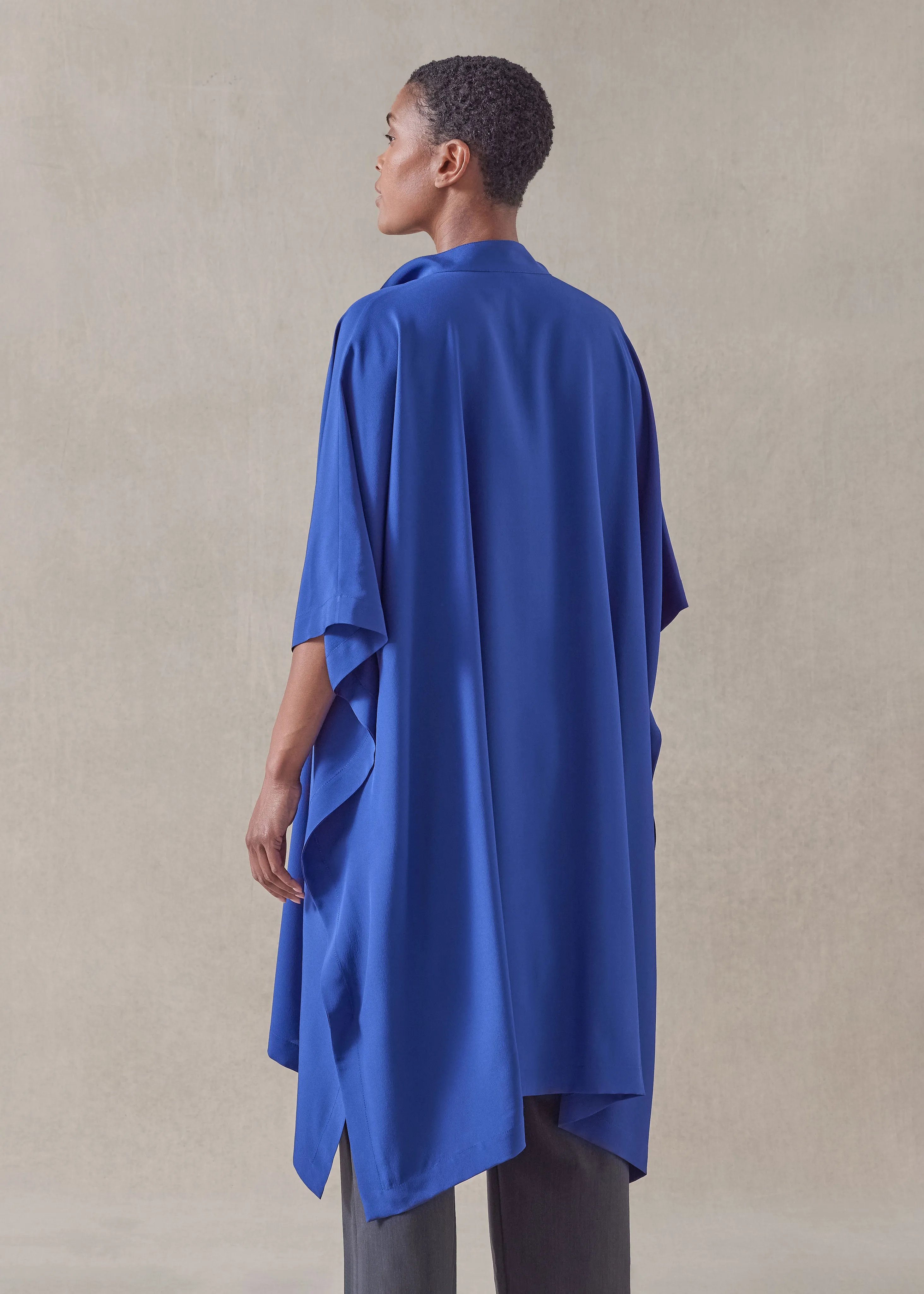 silk collarless kaftan shirt - very long sold by eskandar product image thumbnail 3