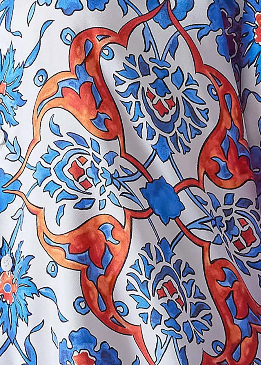 silk wide shirt with collar - very long with slits (lapisorange) sold by eskandar product image thumbnail 4