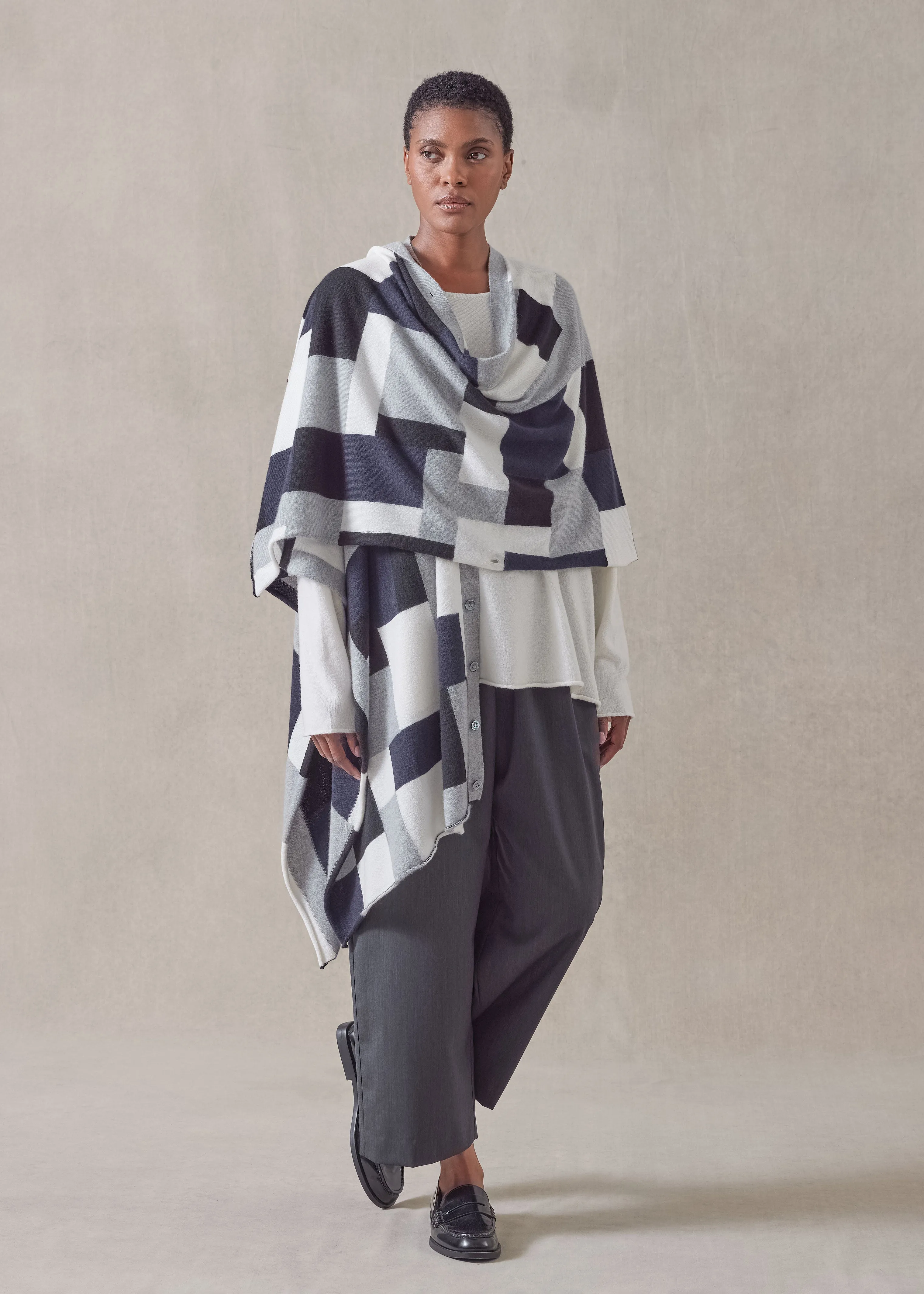 cashmere extra wide sleeveless cardigan tabard - long plus sold by eskandar product image thumbnail 2