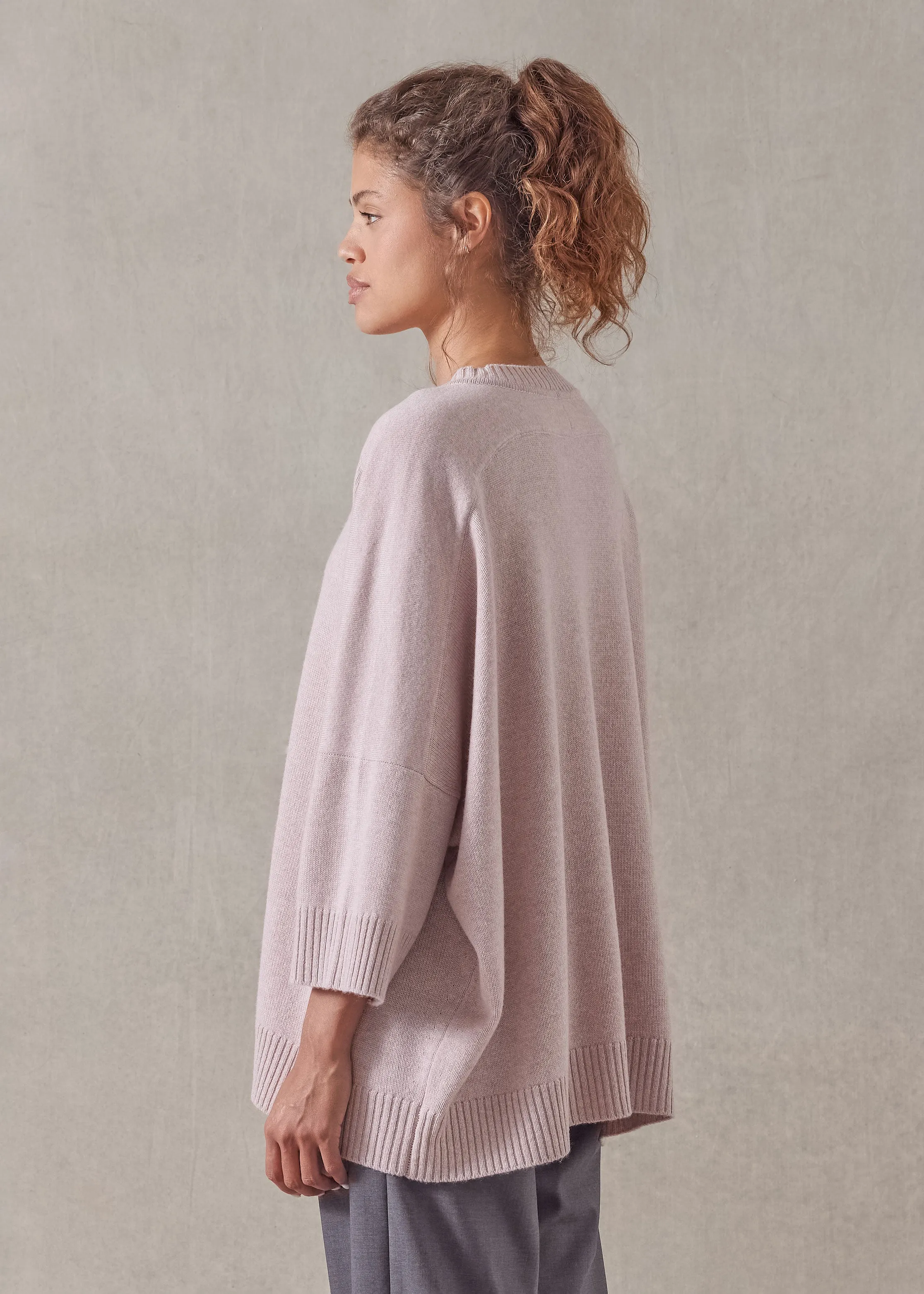 cashmere sloped shoulder round neck - long (rosepowder) sold by eskandar product image thumbnail 4