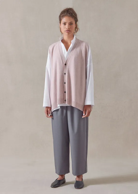 cashmere a-line sleeveless v-neck cardigan - mid plus (rosepowder) made by eskandar