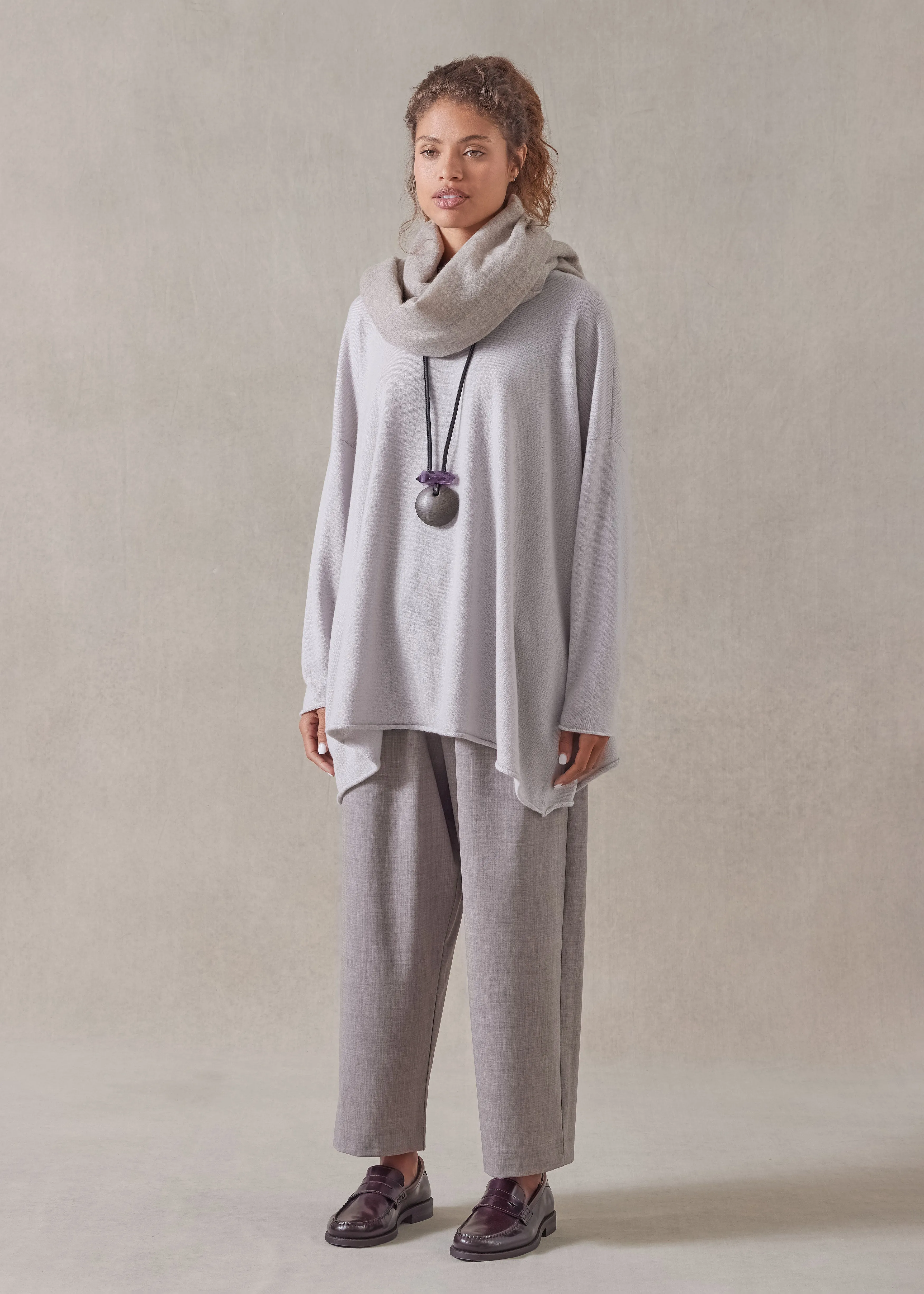 cashmere a-line bateau neck sweater - long sold by eskandar