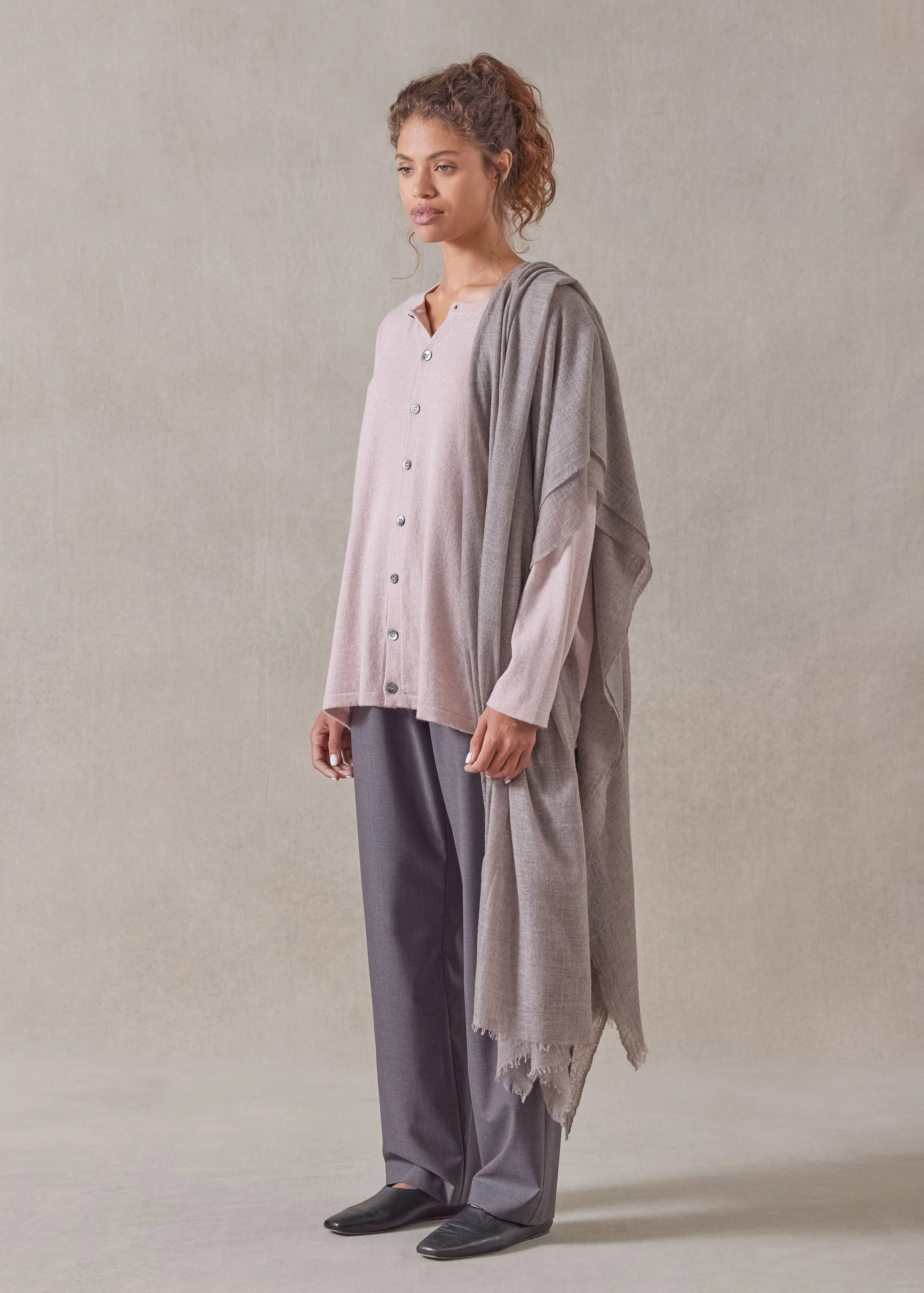 cashmere slim sleeve cardigan - mid plus sold by eskandar
