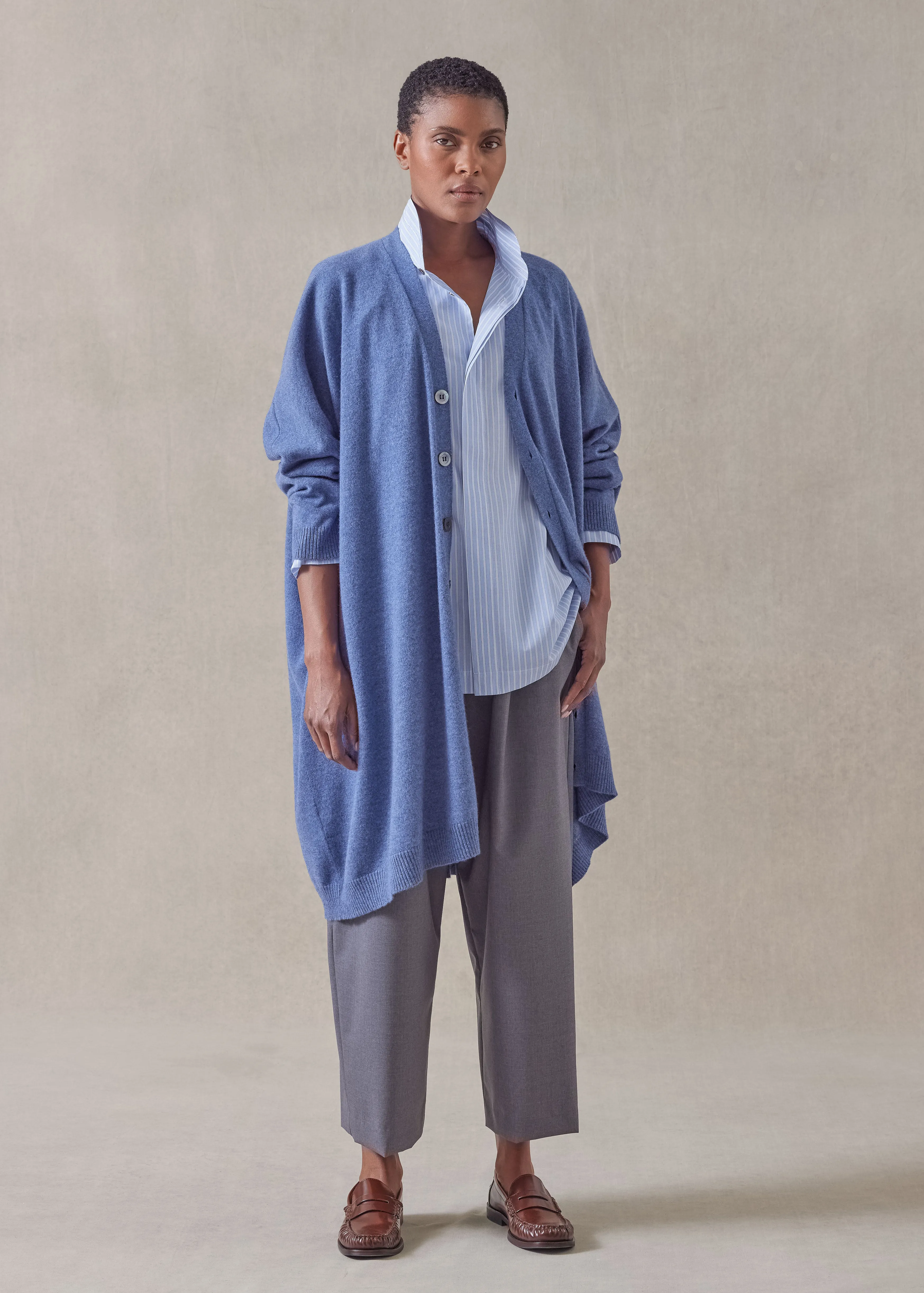 cashmere extra wide v-neck cardigan - very long sold by eskandar