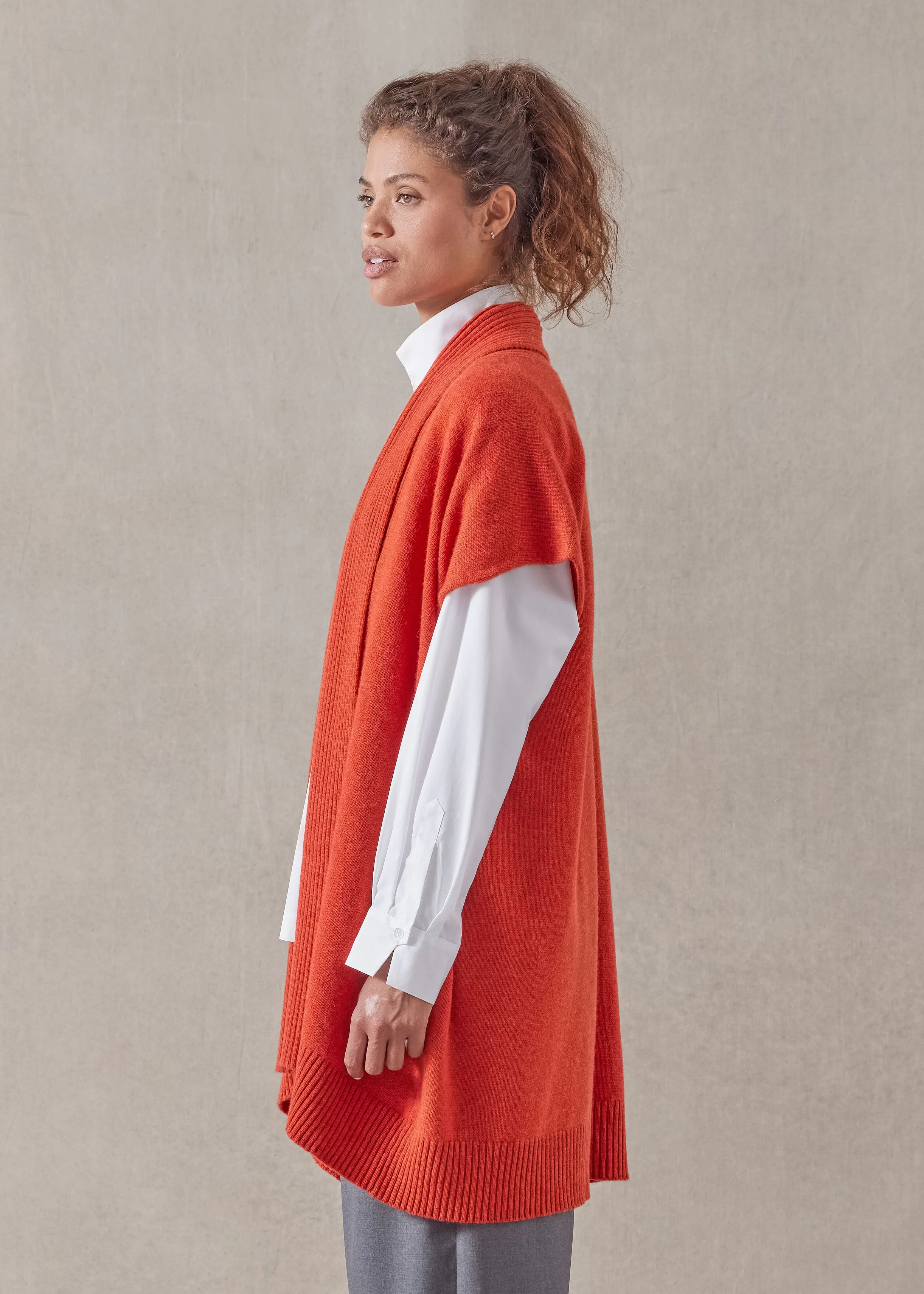 cashmere sleeveless a-line shawl collar waistcoat - long plus sold by eskandar product image thumbnail 3