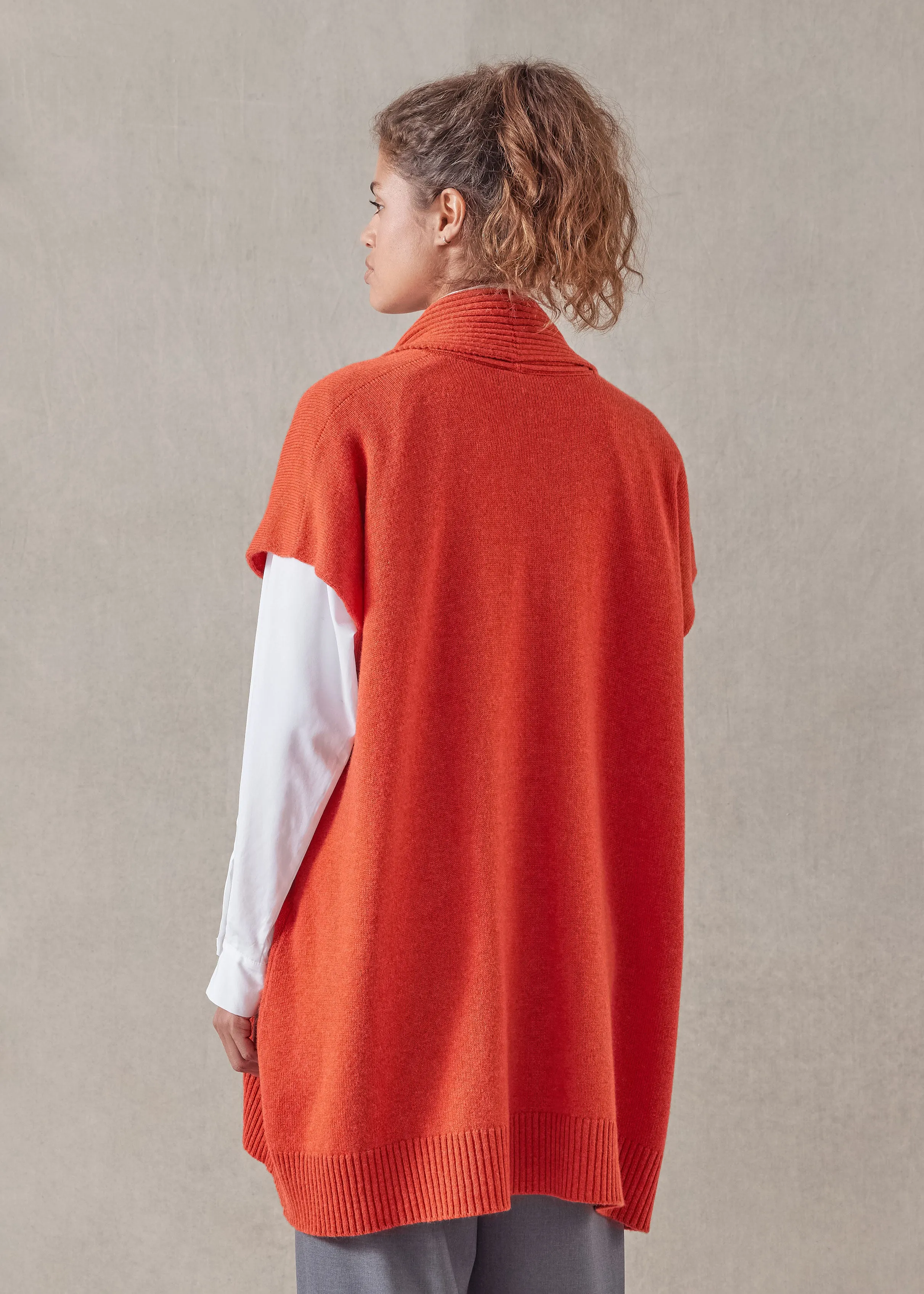 cashmere sleeveless a-line shawl collar waistcoat - long plus sold by eskandar product image thumbnail 4