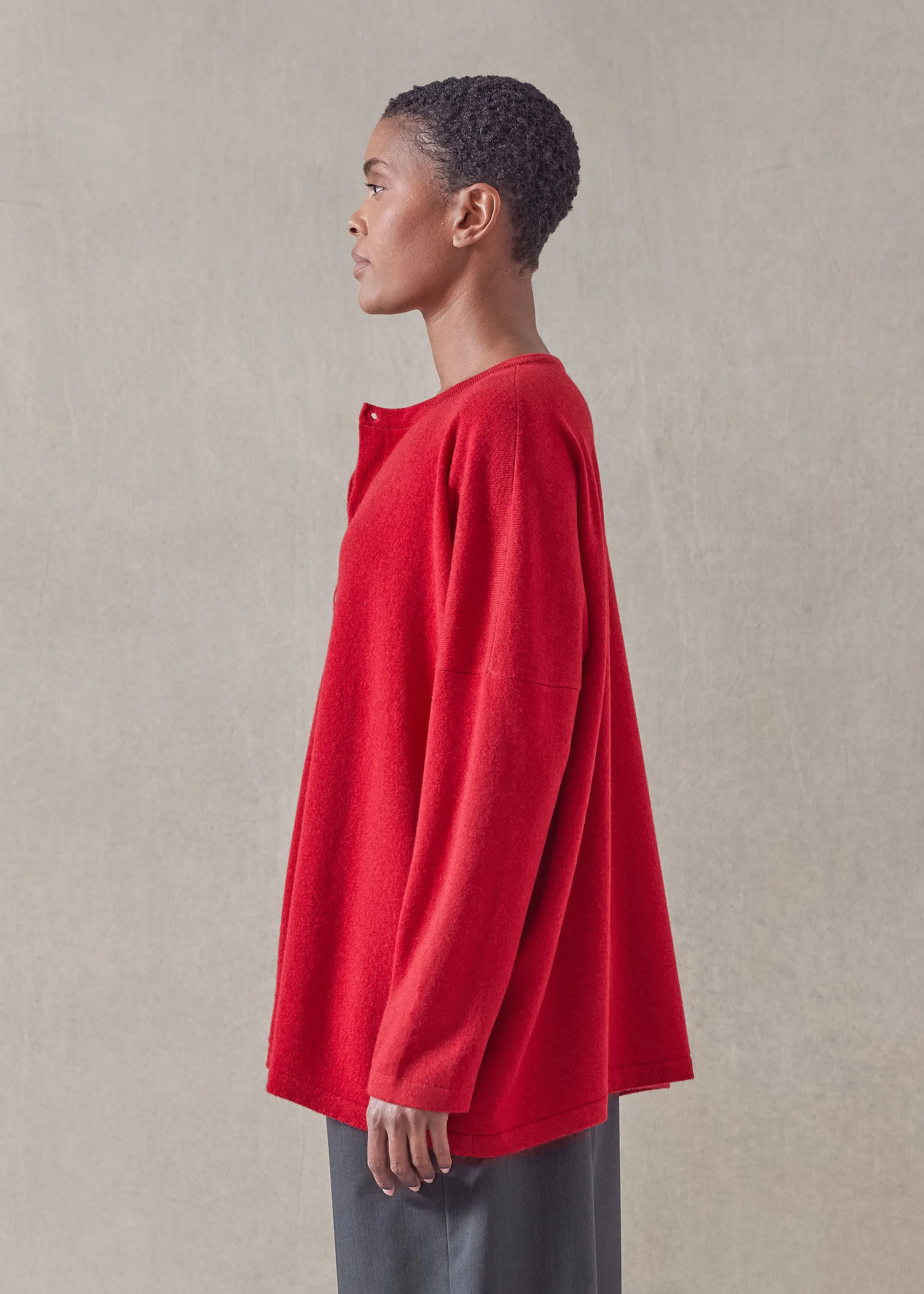 cashmere slim sleeve round neck cardigan - mid plus sold by eskandar product image thumbnail 4