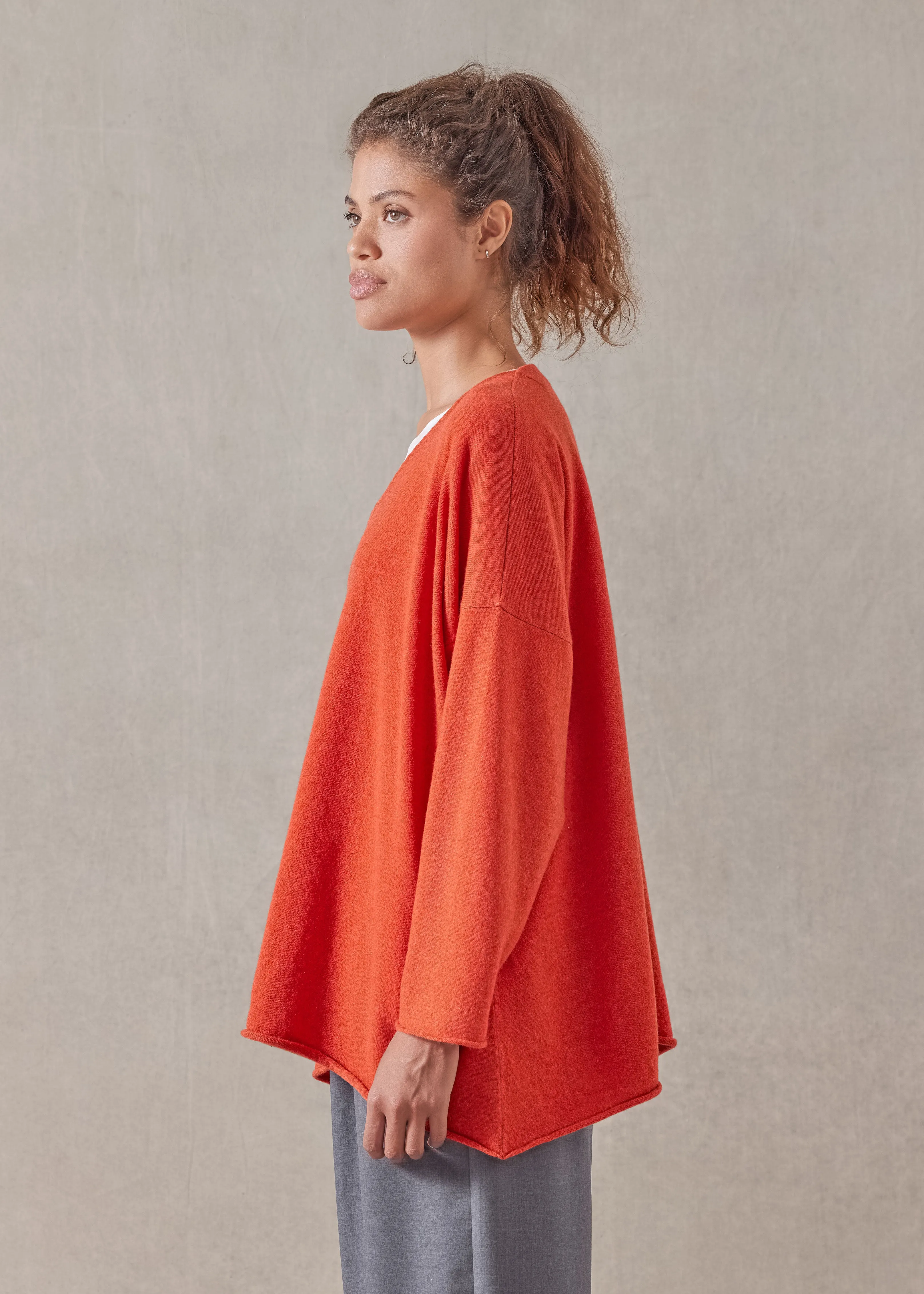 cashmere a-line v-neck sweater - long sold by eskandar product image thumbnail 3