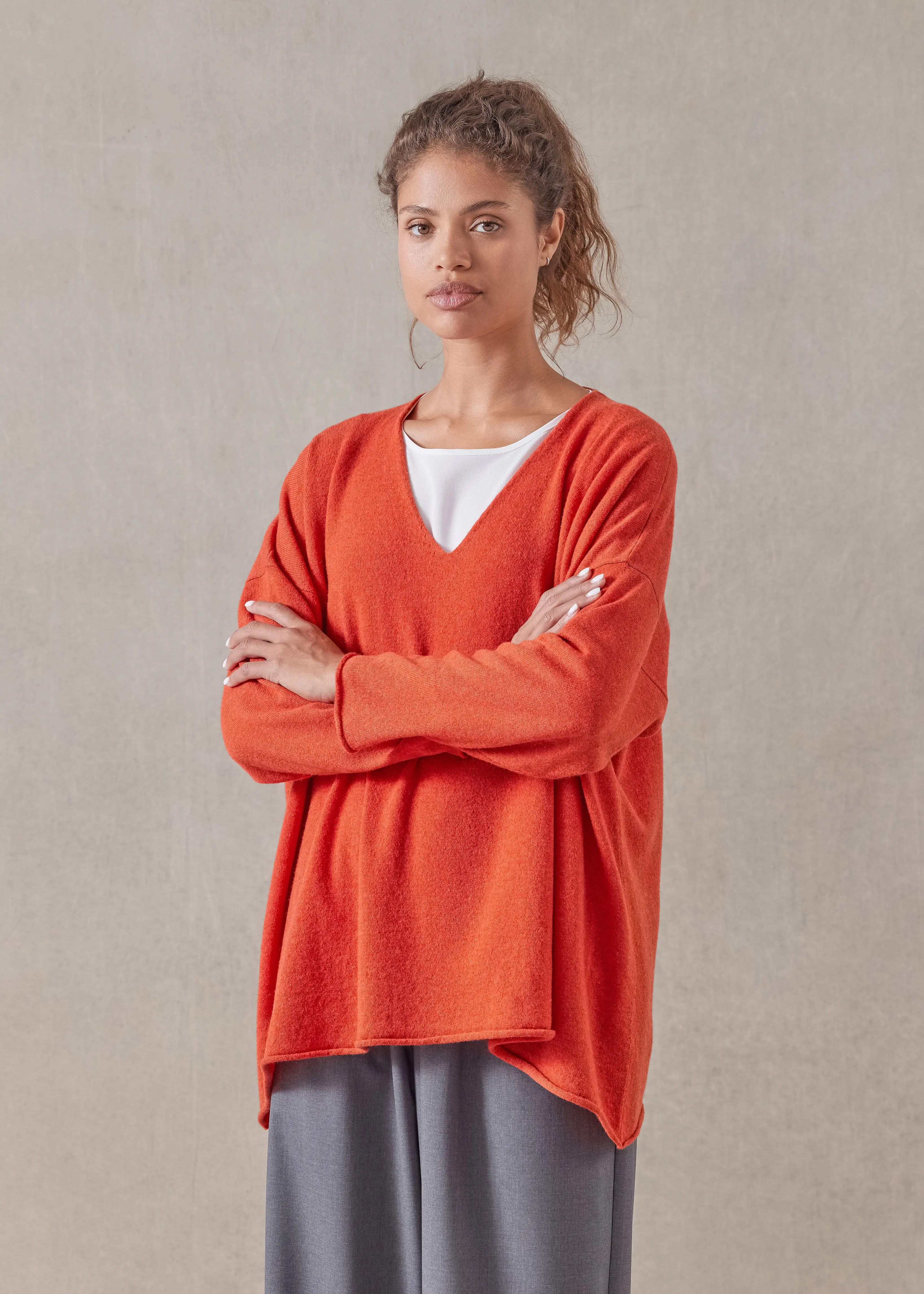 cashmere a-line v-neck sweater - long sold by eskandar