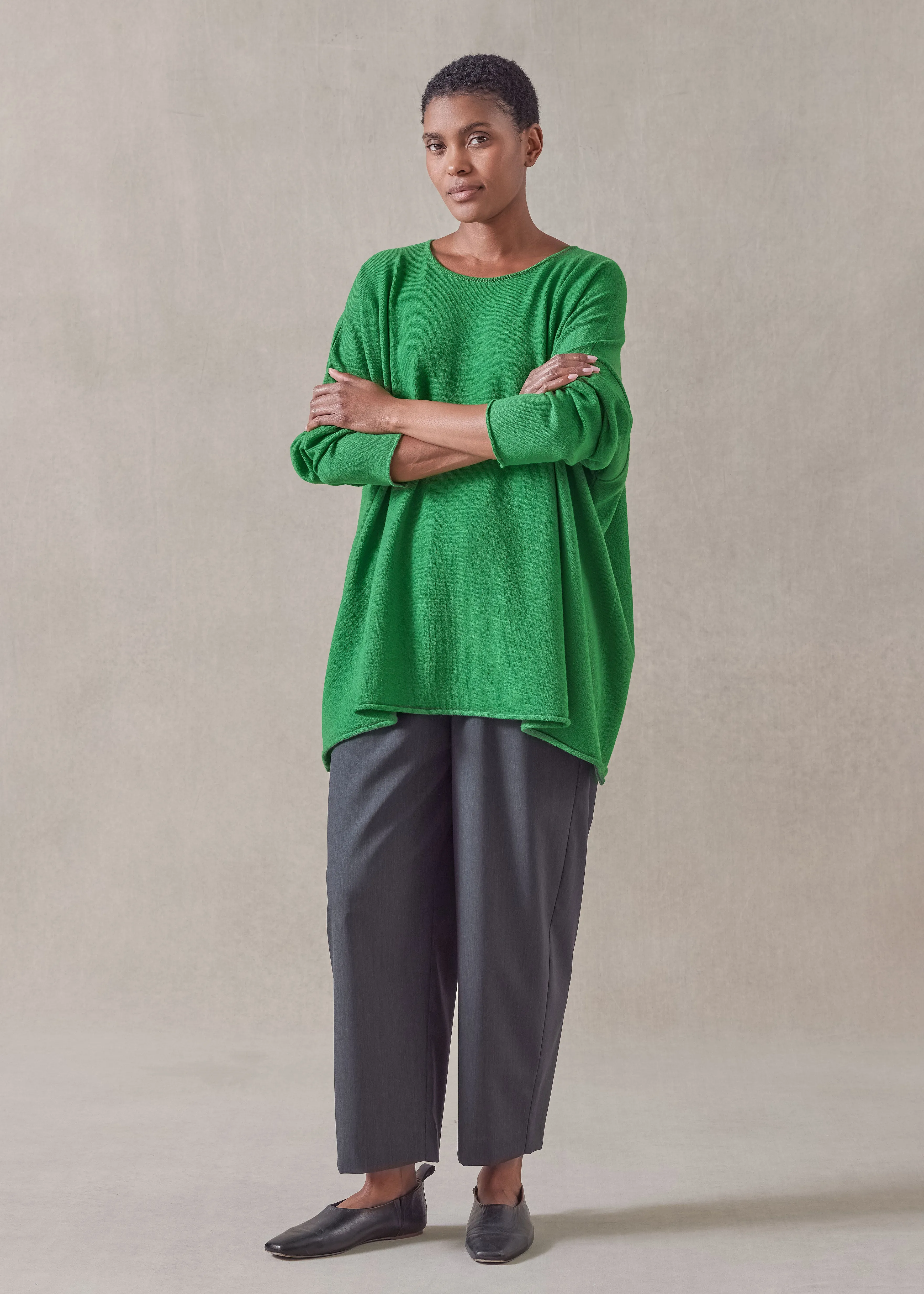 cashmere a-line bateau neck sweater - long sold by eskandar