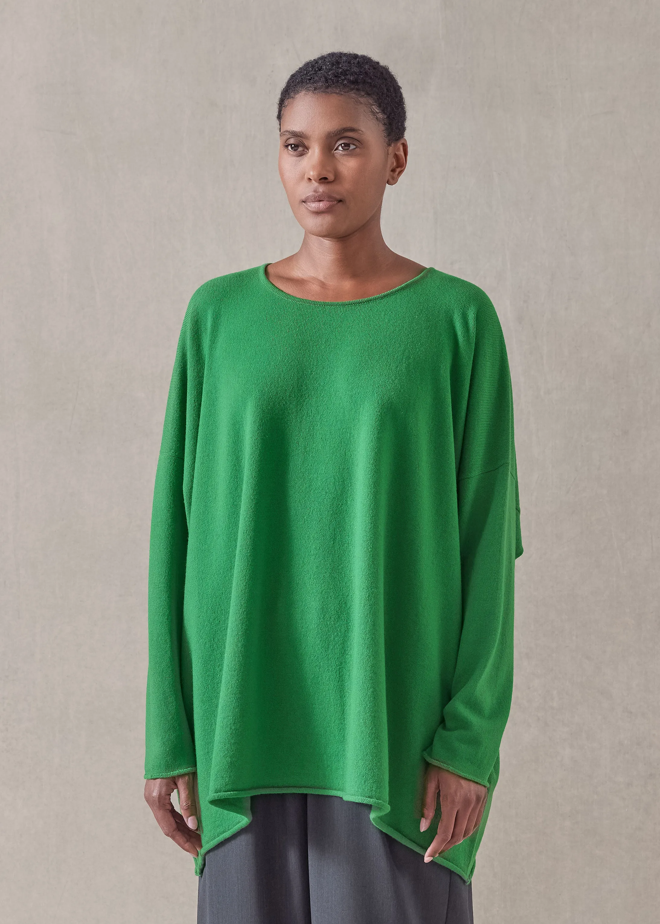 cashmere a-line bateau neck sweater - long sold by eskandar product image thumbnail 2