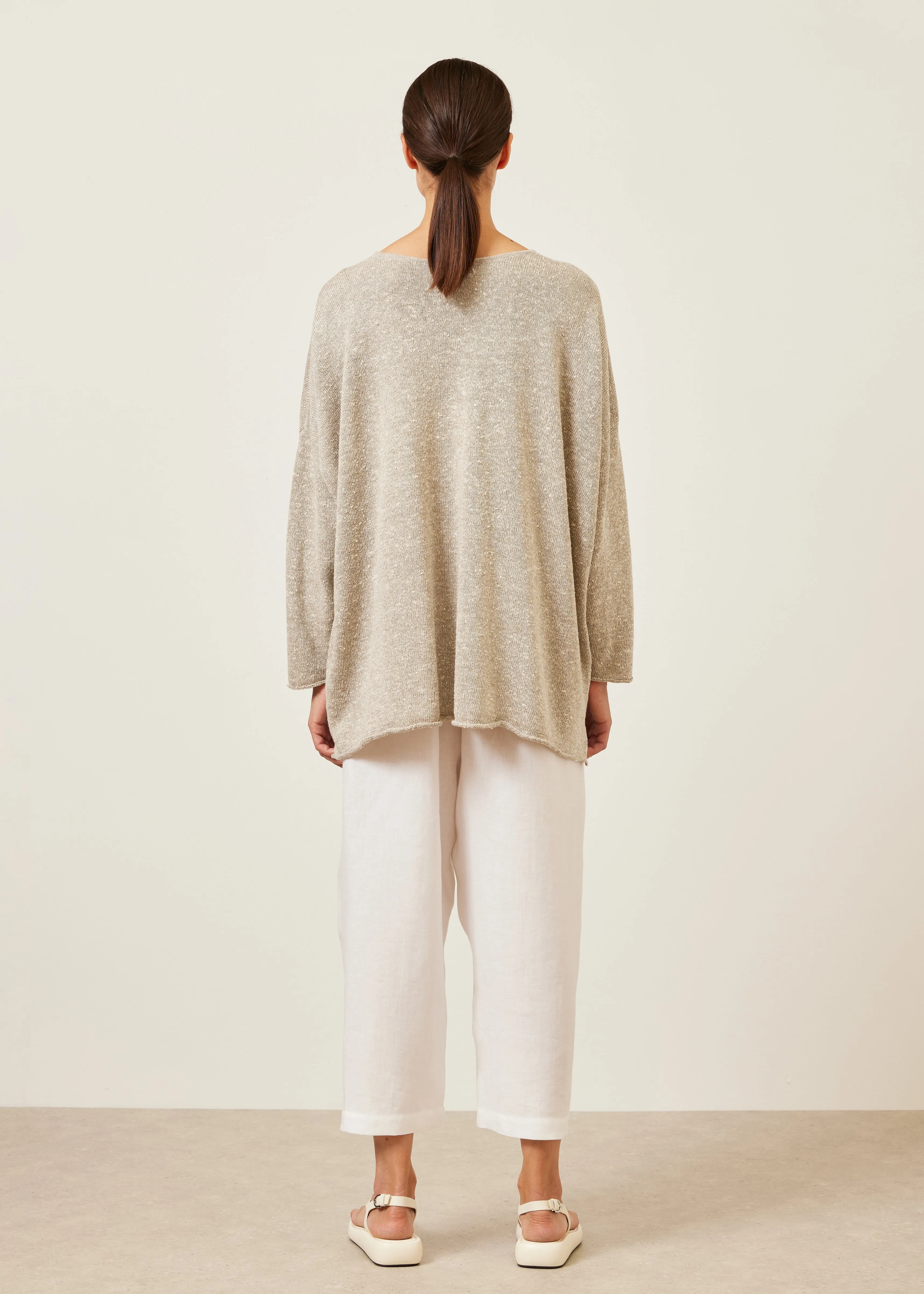 linen silk mix bateau neck sweater - long sold by eskandar product image thumbnail 4