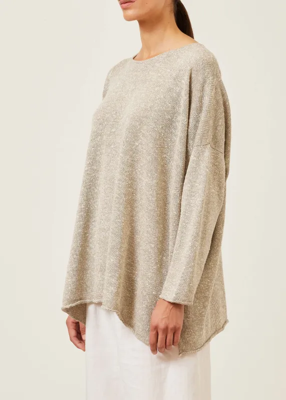linen silk mix bateau neck sweater - long sold by eskandar