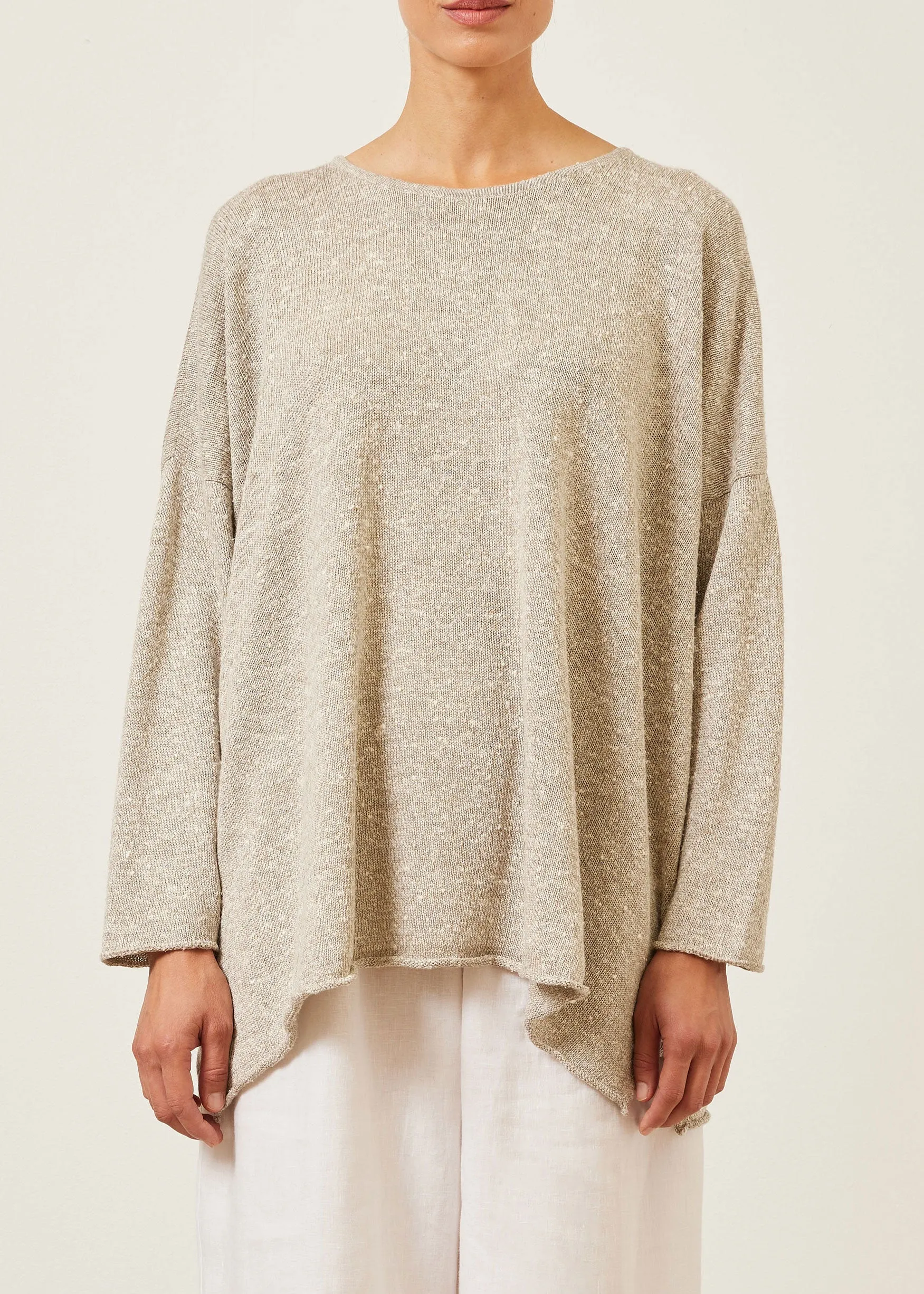 linen silk mix bateau neck sweater - long sold by eskandar product image thumbnail 2