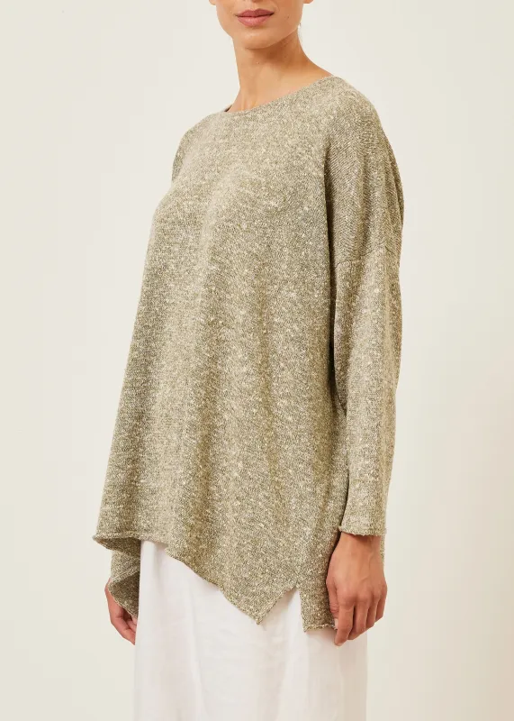 linen silk mix bateau neck sweater - mid plus sold by eskandar