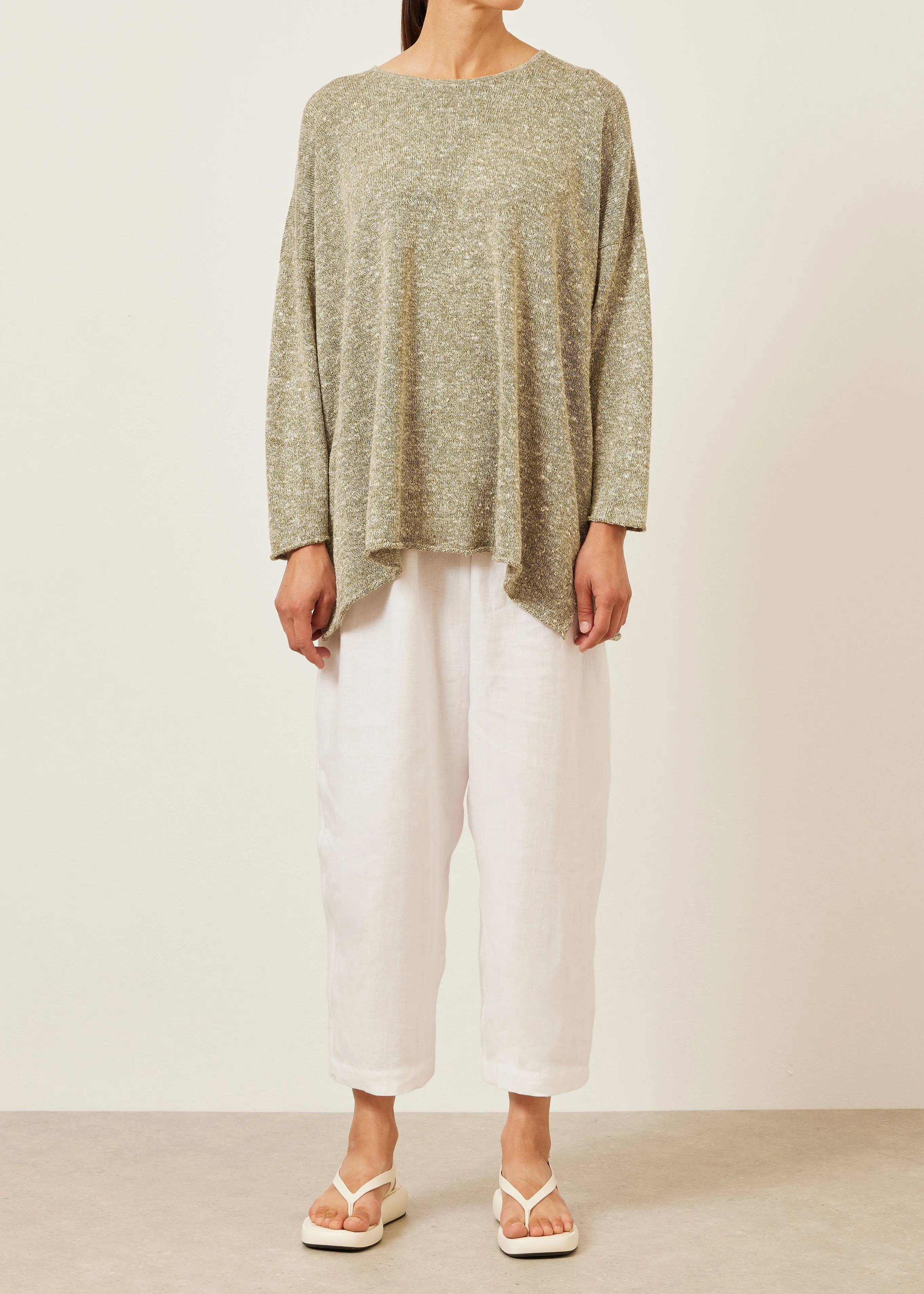linen silk mix bateau neck sweater - mid plus sold by eskandar product image thumbnail 2