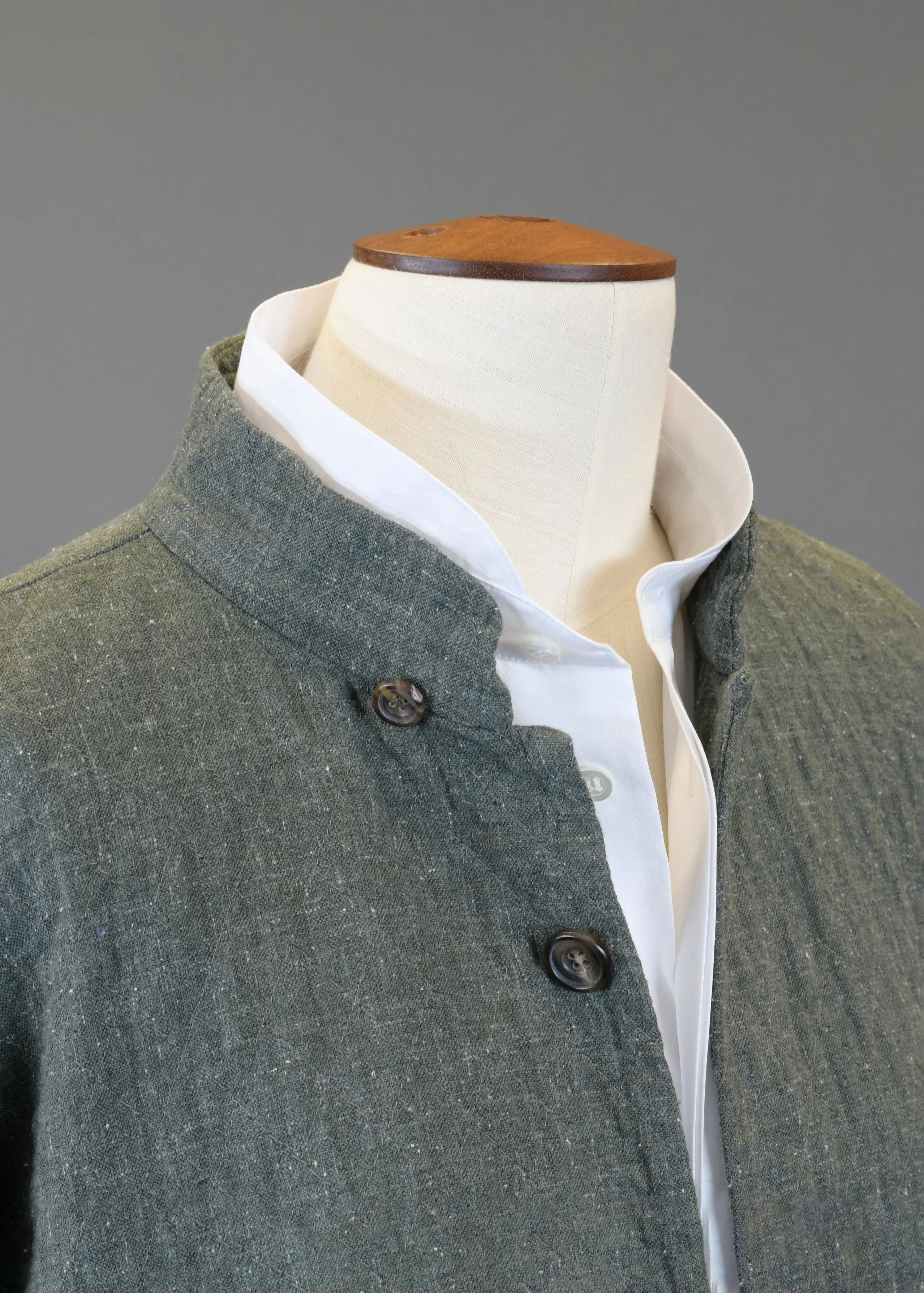 recycled double cotton wide mandarin jacket - long sold by eskandar product image thumbnail 3