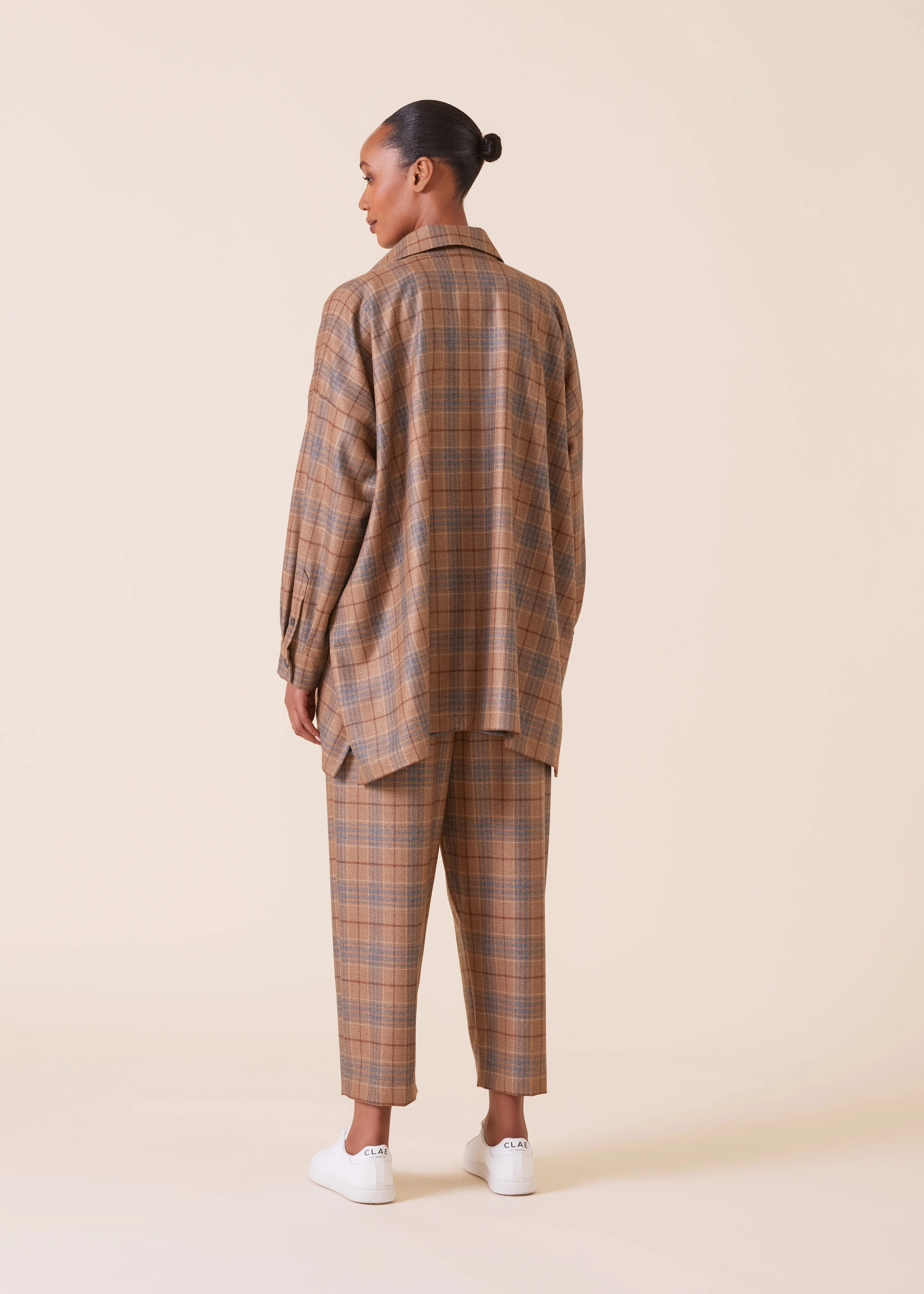 wool silk mix wide a-line shirt jacket with collar - long sold by eskandar product image thumbnail 5