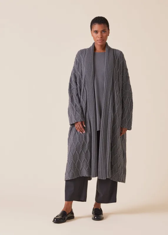 cashmere wide shawl collar cardigan coat - 3/4 length sold by eskandar