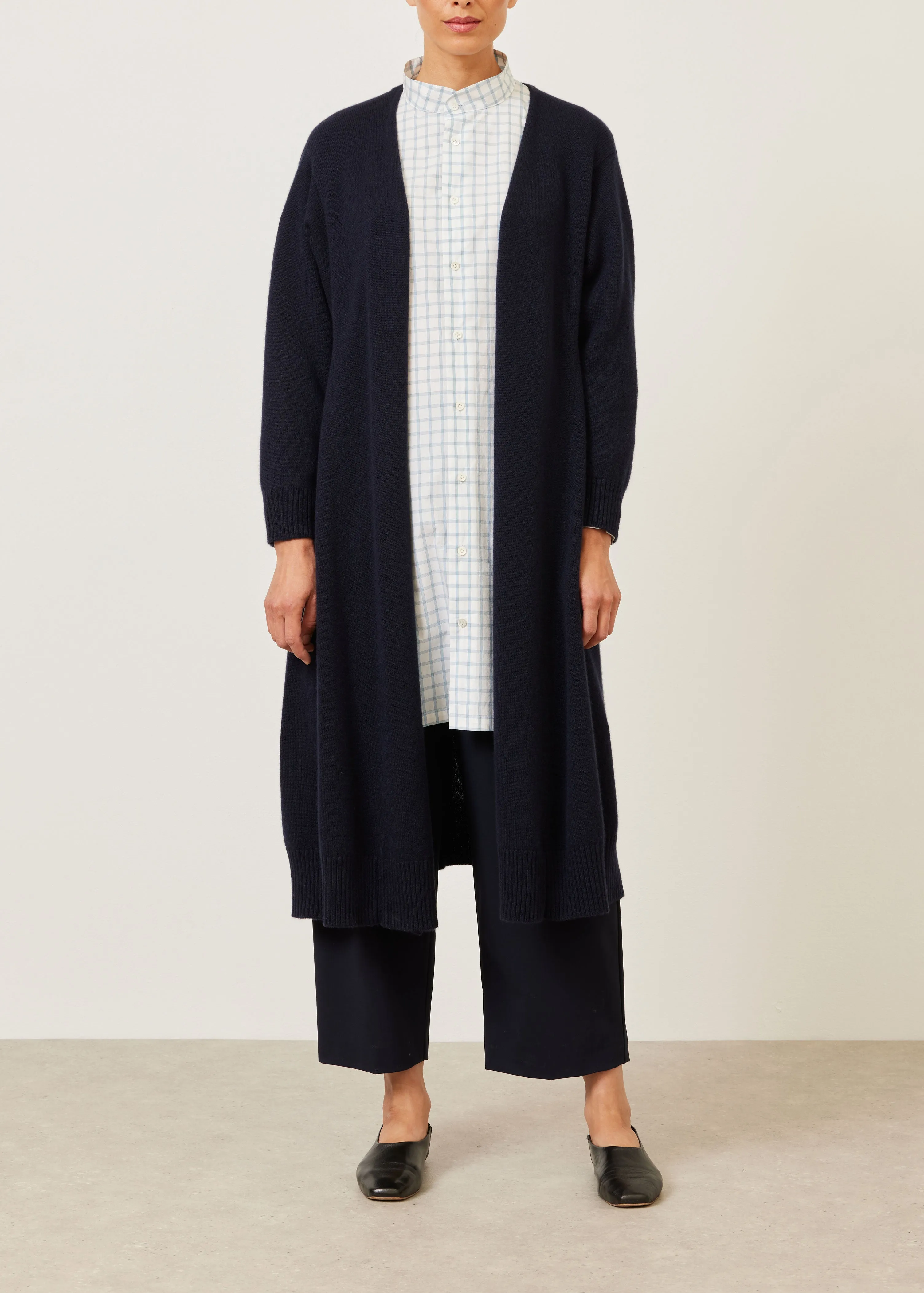 cashmere knitted a-line cardigan coat sold by eskandar