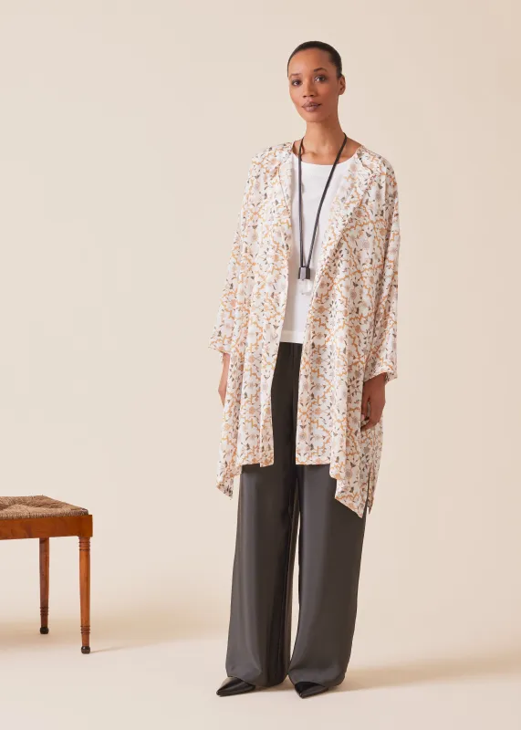 silk wide a-line bound neck shirt - very long with slits sold by eskandar