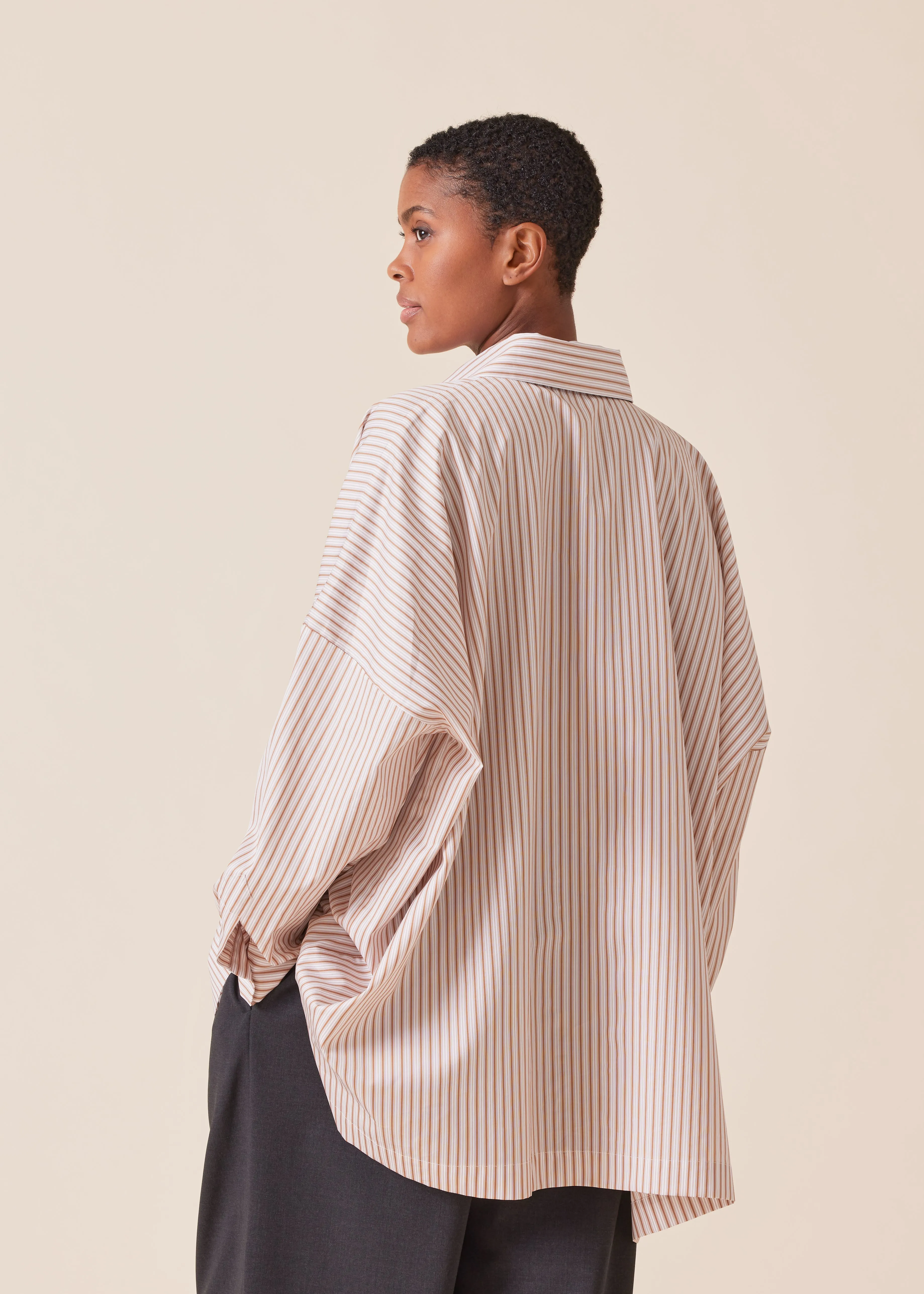 cotton wide longer back shirt with collar - long sold by eskandar product image thumbnail 3