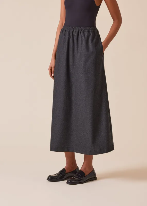 wool cashmere mix A-line skirt sold by eskandar