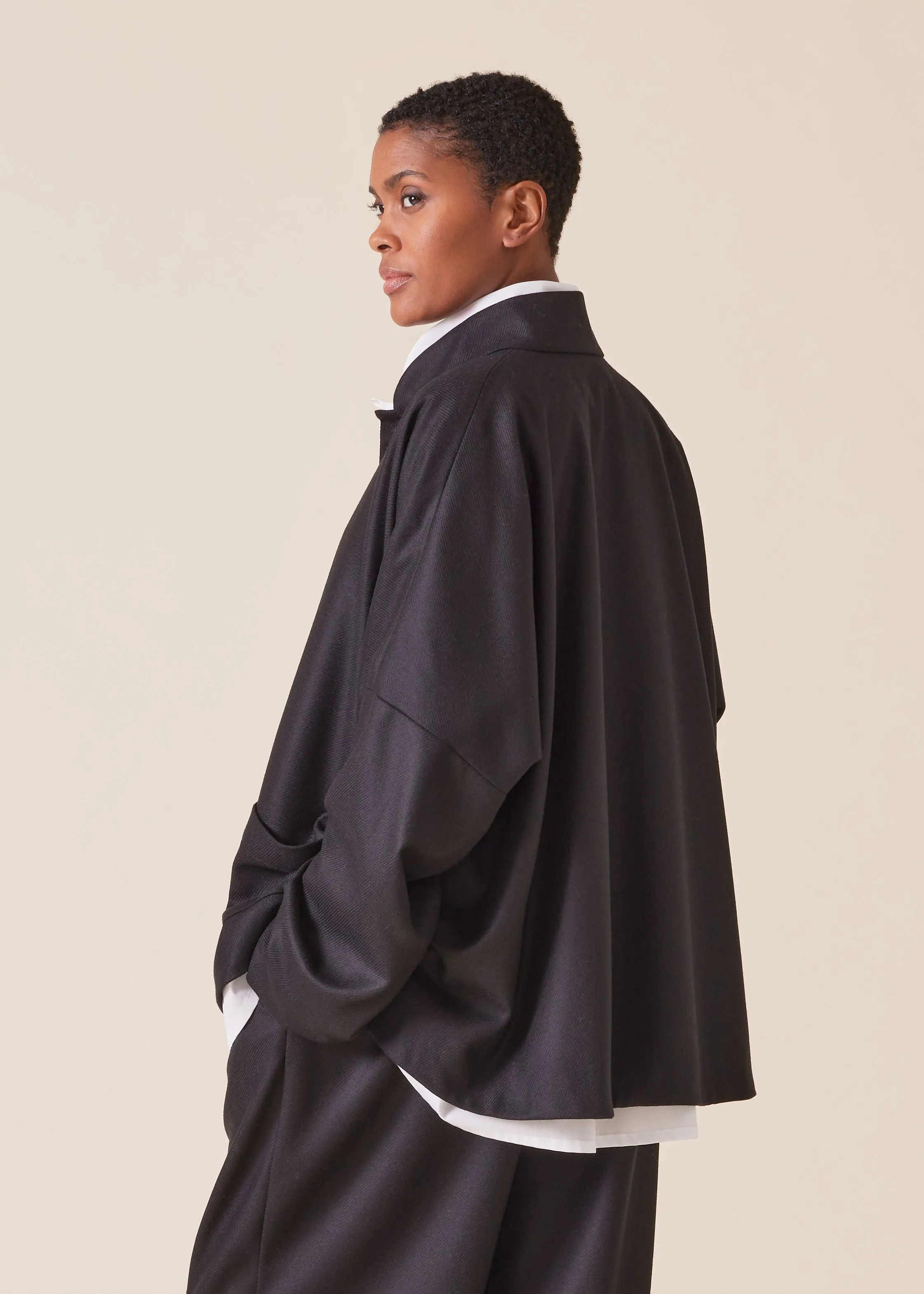 wool silk mix chinese imperial jacket with chinese collar - mid plus sold by eskandar product image thumbnail 3