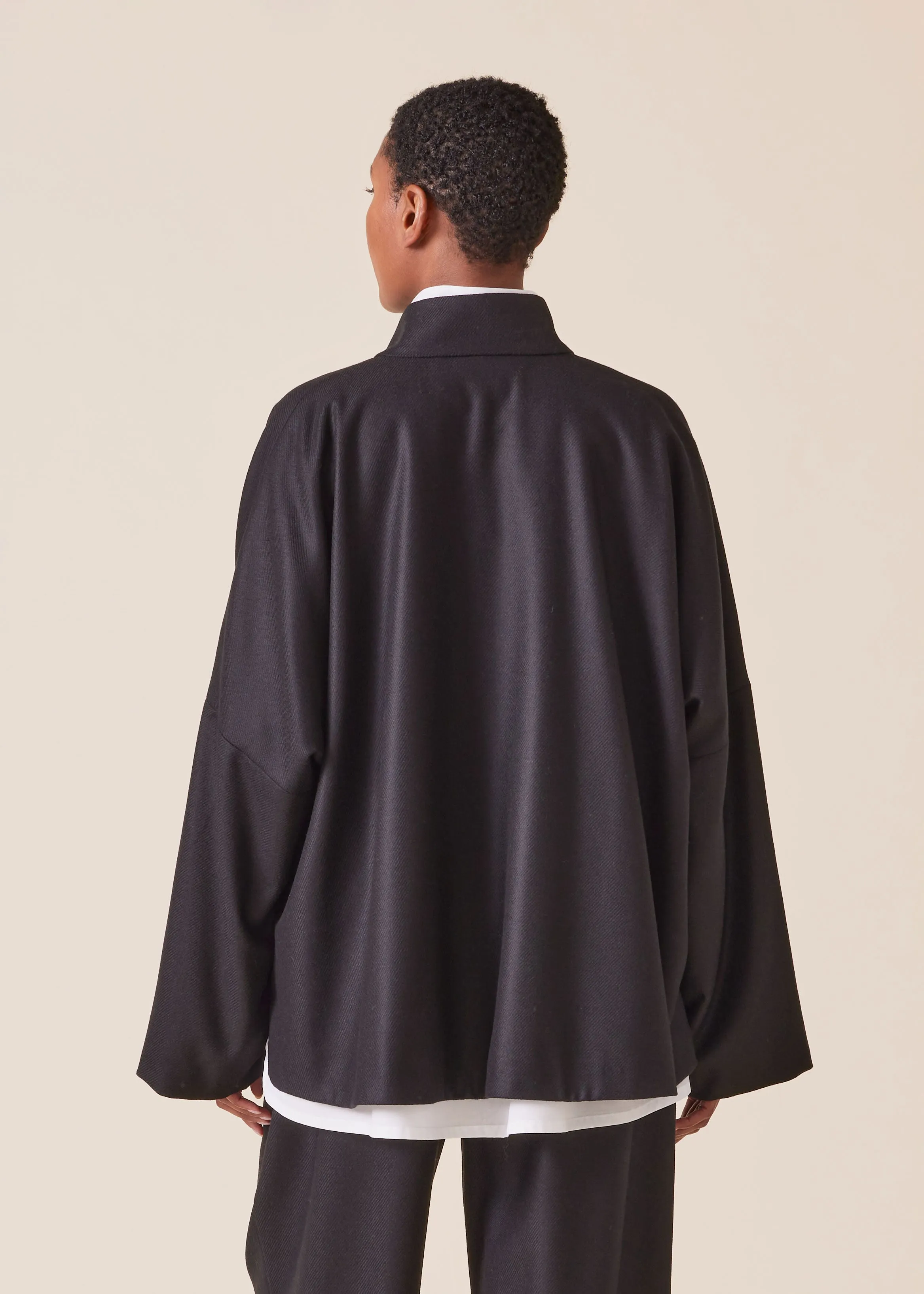 wool silk mix chinese imperial jacket with chinese collar - mid plus sold by eskandar product image thumbnail 4