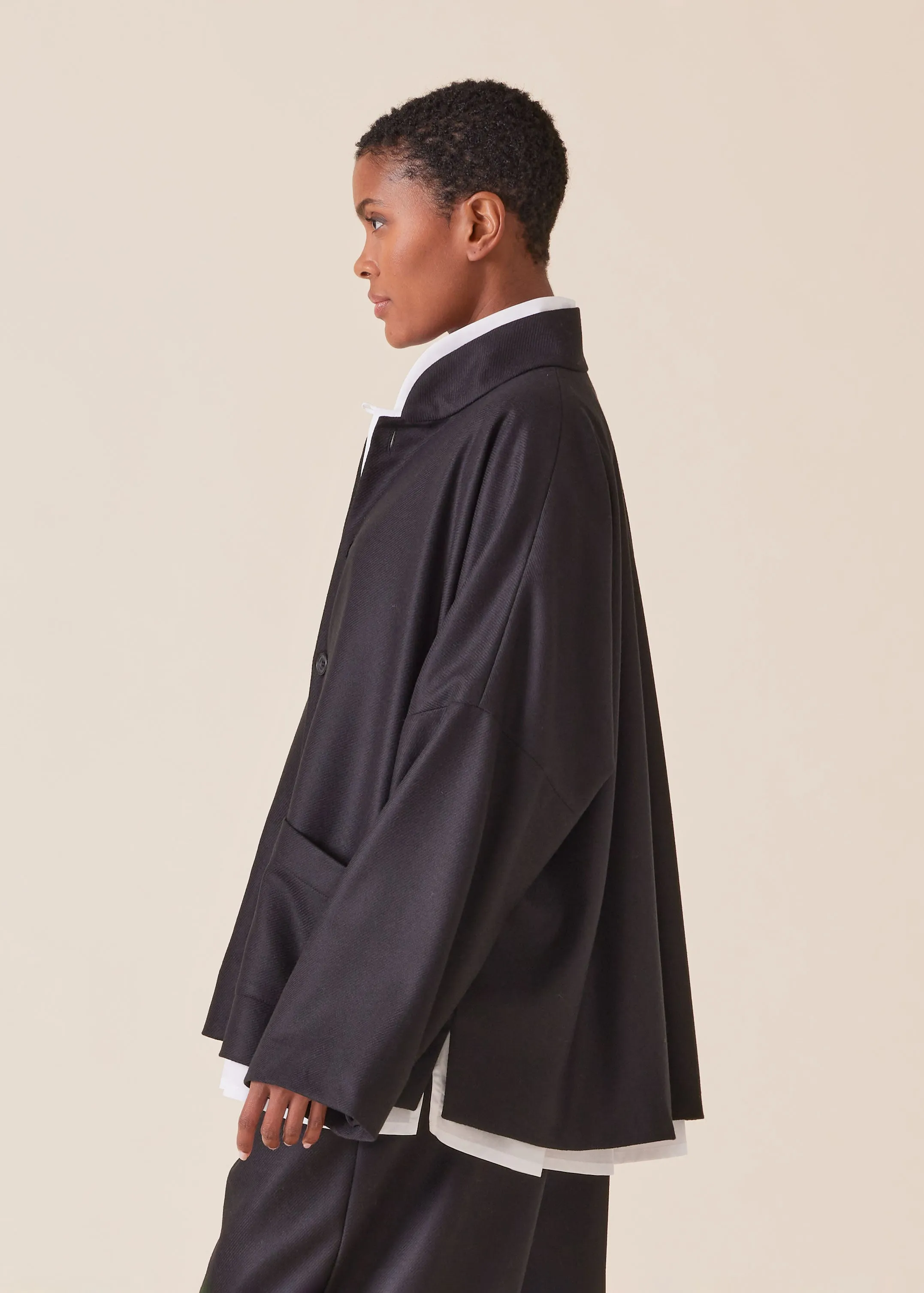 wool silk mix chinese imperial jacket with chinese collar - mid plus sold by eskandar product image thumbnail 2