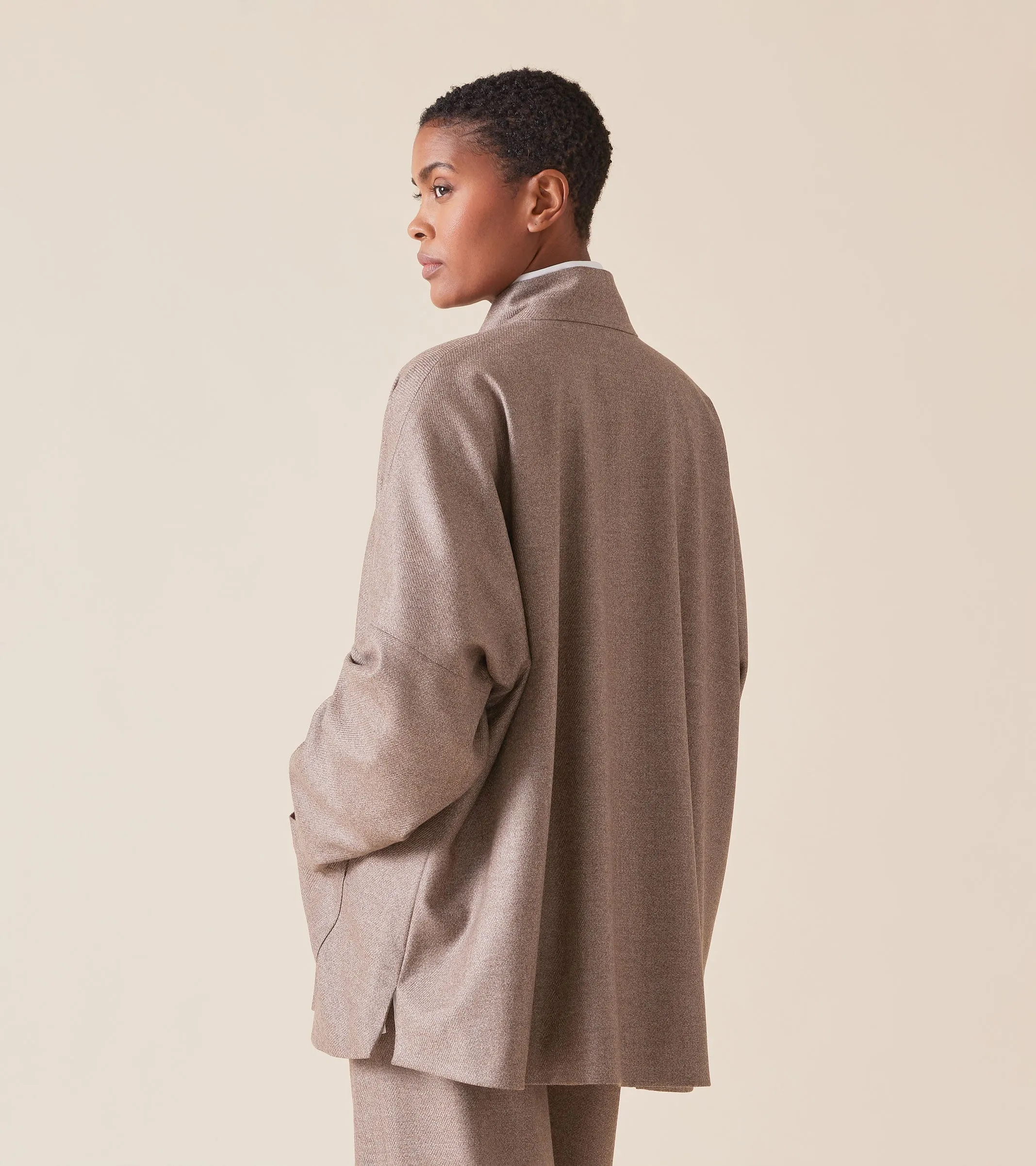 wool silk mix chinese imperial jacket with chinese collar - long sold by eskandar product image thumbnail 3