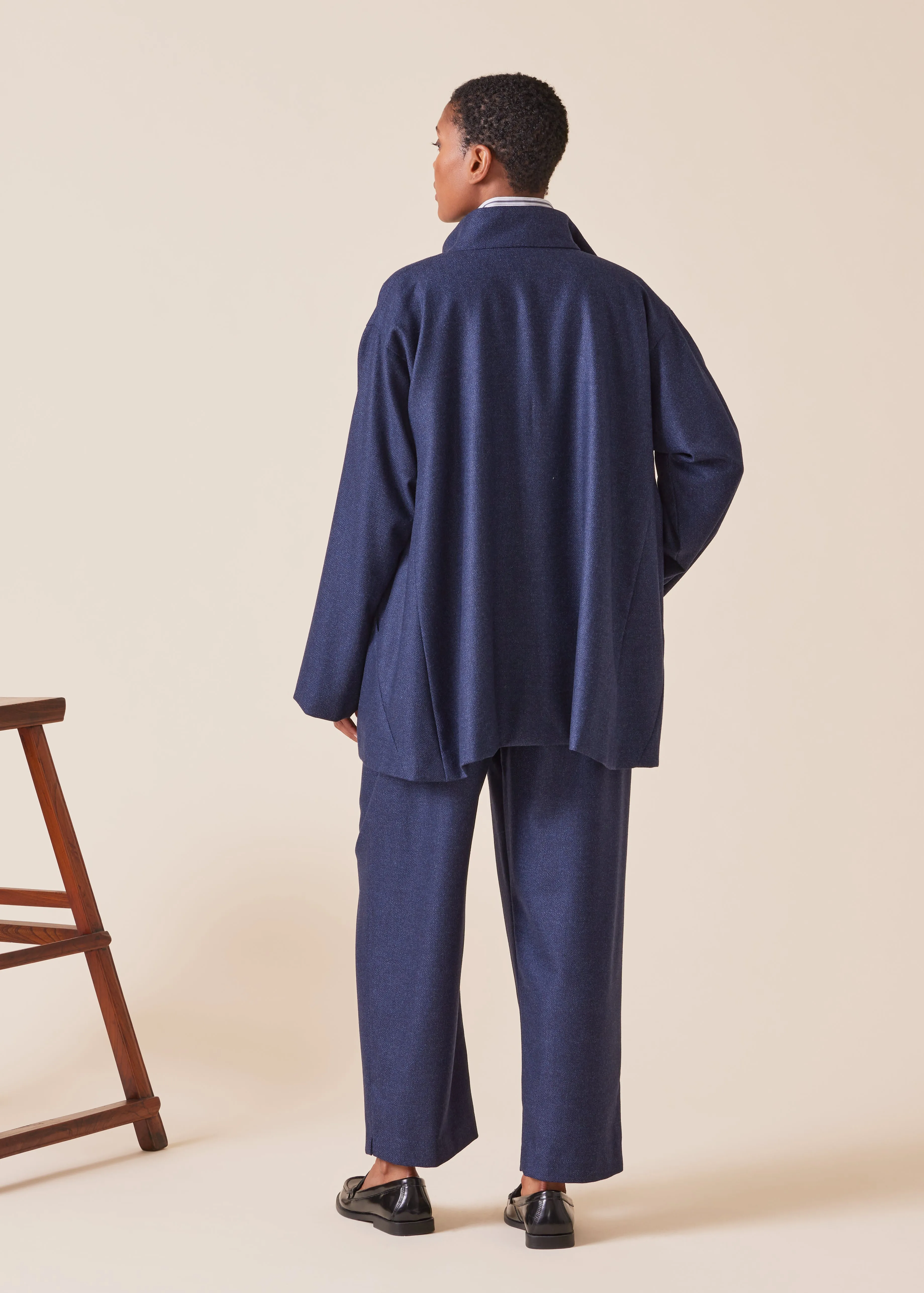 wool silk mix caucasus jacket with notch collar - long sold by eskandar product image thumbnail 3